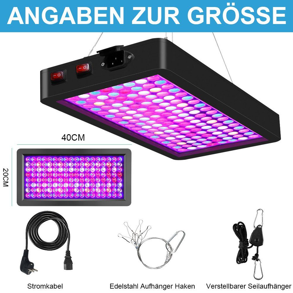 Rosnek Pflanzenlampe Vollspektrum, Doppelschalter, für Zimmerpflanzen Gemüse und Blumen, Große Größe: 40*20cm, Volles Spektrum (Rot+Blau+IR+UV+Warmweiß+Weiß), m – Bild 2 von 5