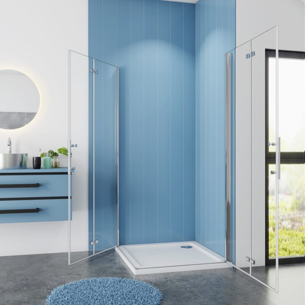 Duschparadies Dusch-Falttür 185cm Scharniertür Falttür Duschkabine Duschabtrennung Duschtür, 70x185 cm, Easyclean Sicherheitsglas, beidseitig montierbar – Bild 3 von 5