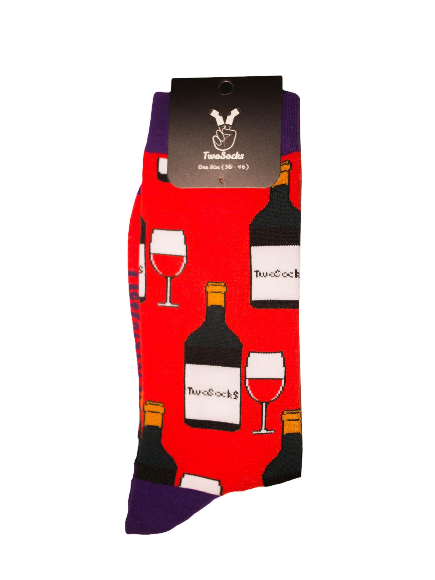 Einheitsgröße TwoSocks Socken Herren Baumwolle, Socken & aus Wein Damen lustige Freizeitsocken