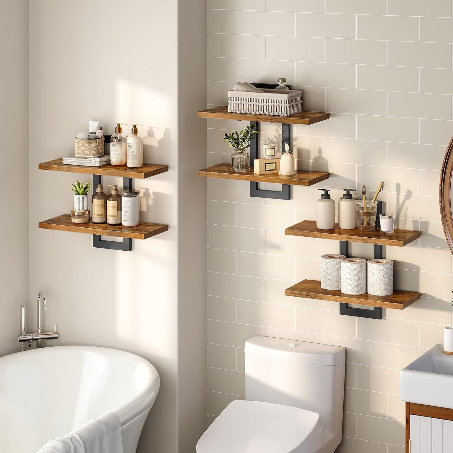 BlingBin Wandregal 2-stufige Schweberegal, Holz Wandboard, Hängende Badezim günstig online kaufen