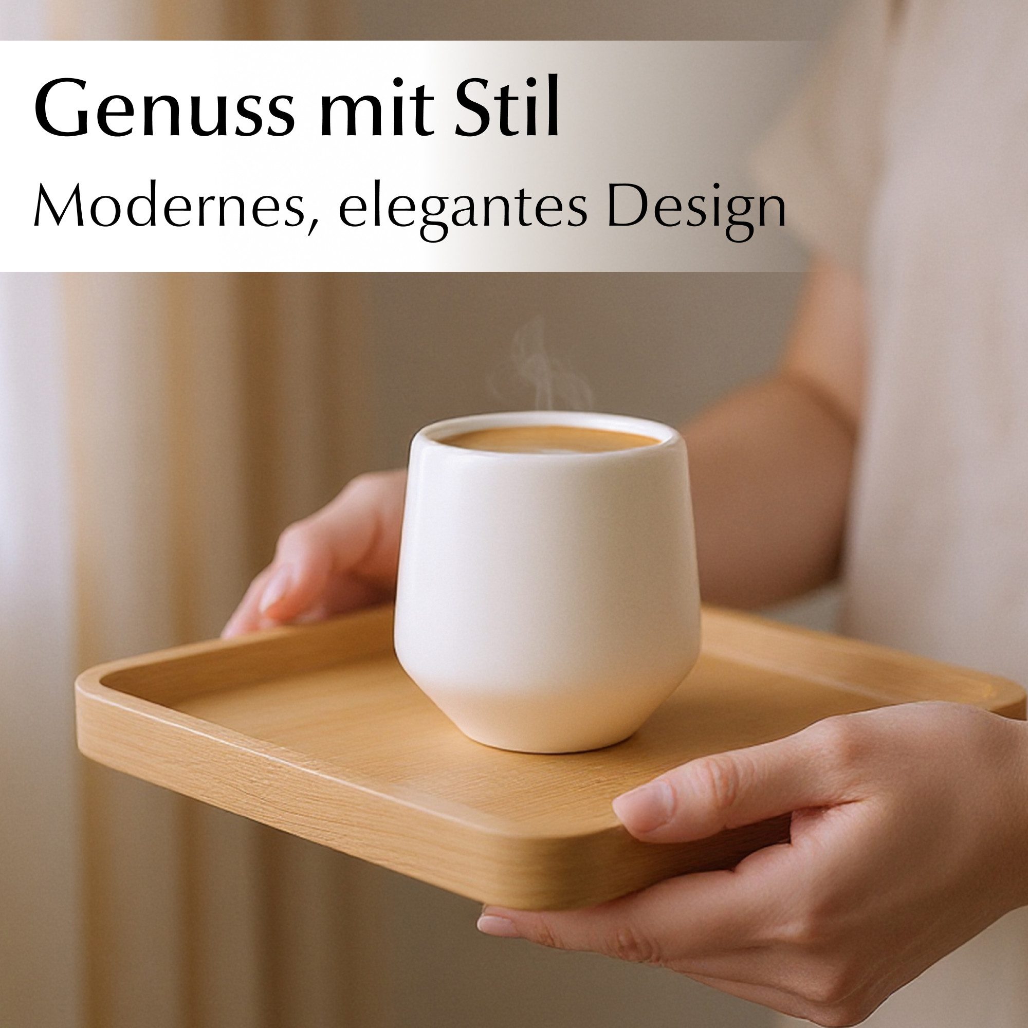 MiaMio Espressotasse Luxe ohne Henkel, 90 ml, Weiß, 4-tlg., Keramik, Ristretto & Doppio, dickwandig, modern