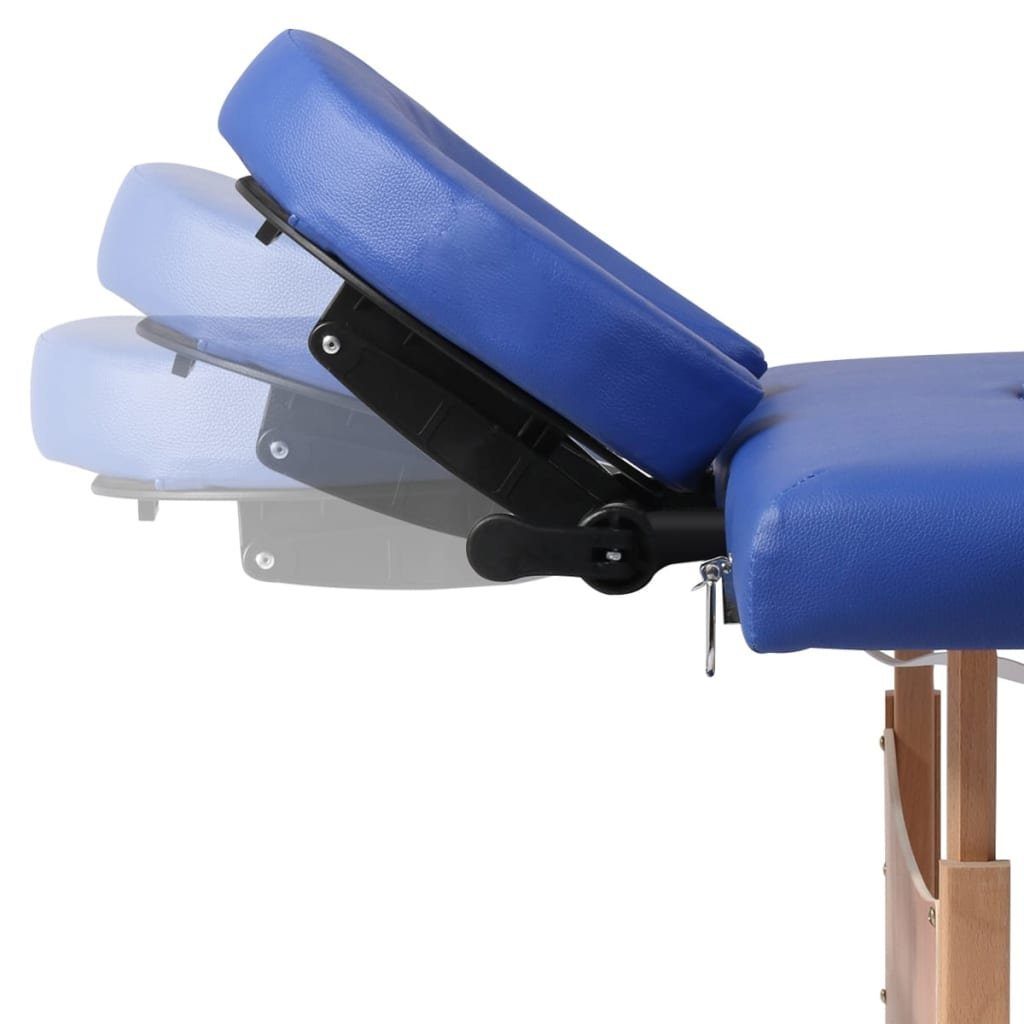 Klappbar vidaXL Blau 4-Zonen Massageliege Massageliege Holzgestell mit