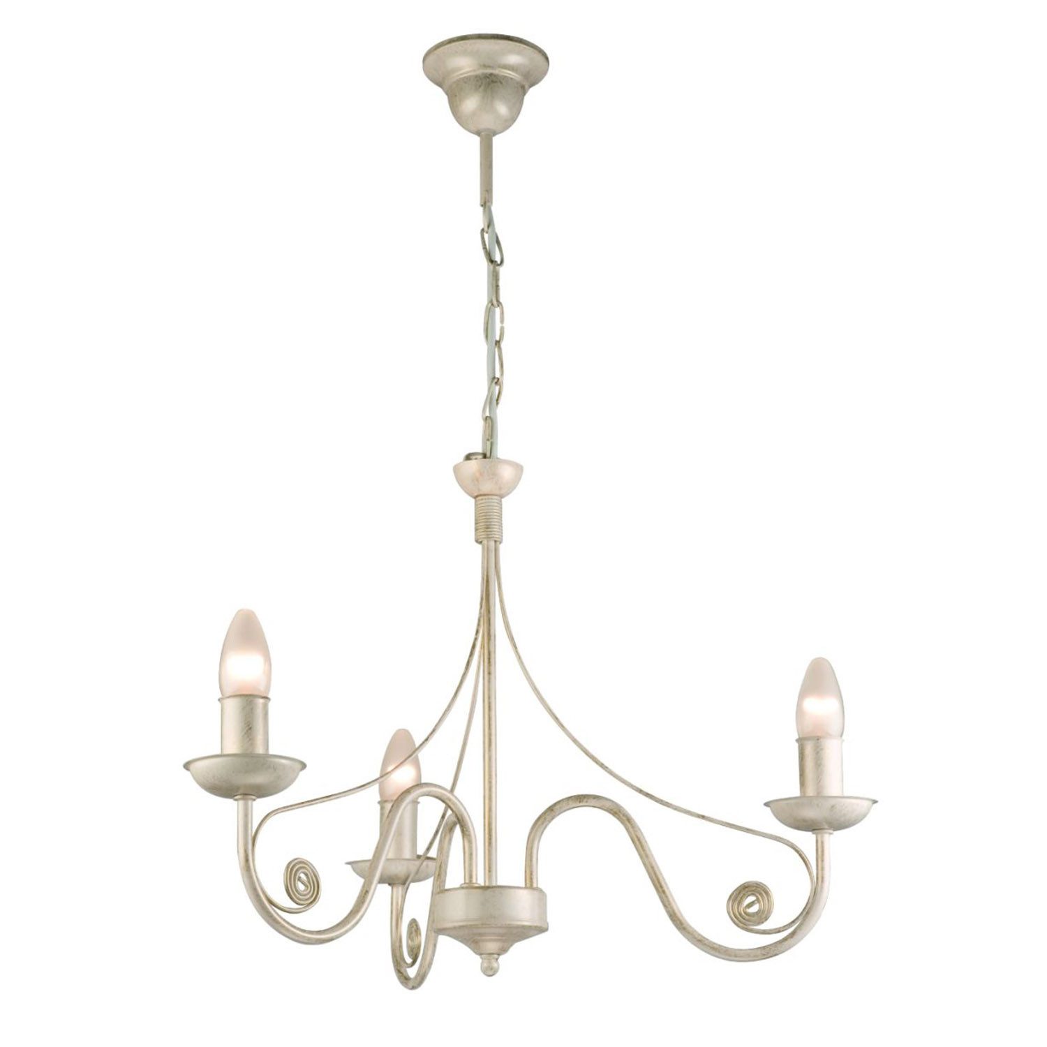 Licht-Erlebnisse Kronleuchter KELSIE, ohne Leuchtmittel, Weißer Pendelleuchte Shabby Chic Metall Esstisch Wohnzimmer Hängelampe