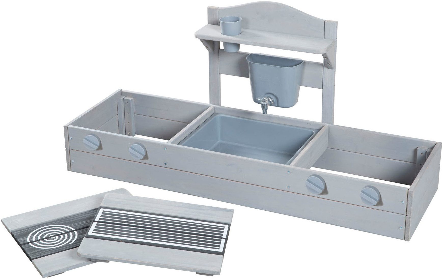 roba® Sandkasten 2 in 1, Balkonsandkasten mit Matschküche