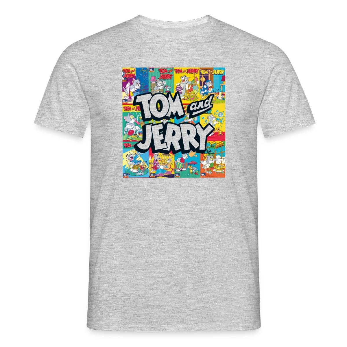 T-Shirt Tom Und Jerry Logo Mit Vintage-Cover Collage Männer T-Shirt