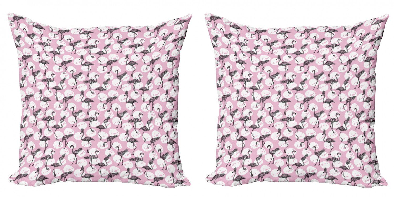 Kissenbezüge Modern Accent Doppelseitiger Digitaldruck, Abakuhaus (2 Stück), Flamingo Moderne Exotische Vögel