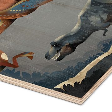 Posterlounge Holzbild Dieter Braun, Tyrannosaurus rex, Kinderzimmer Digitale Kunst