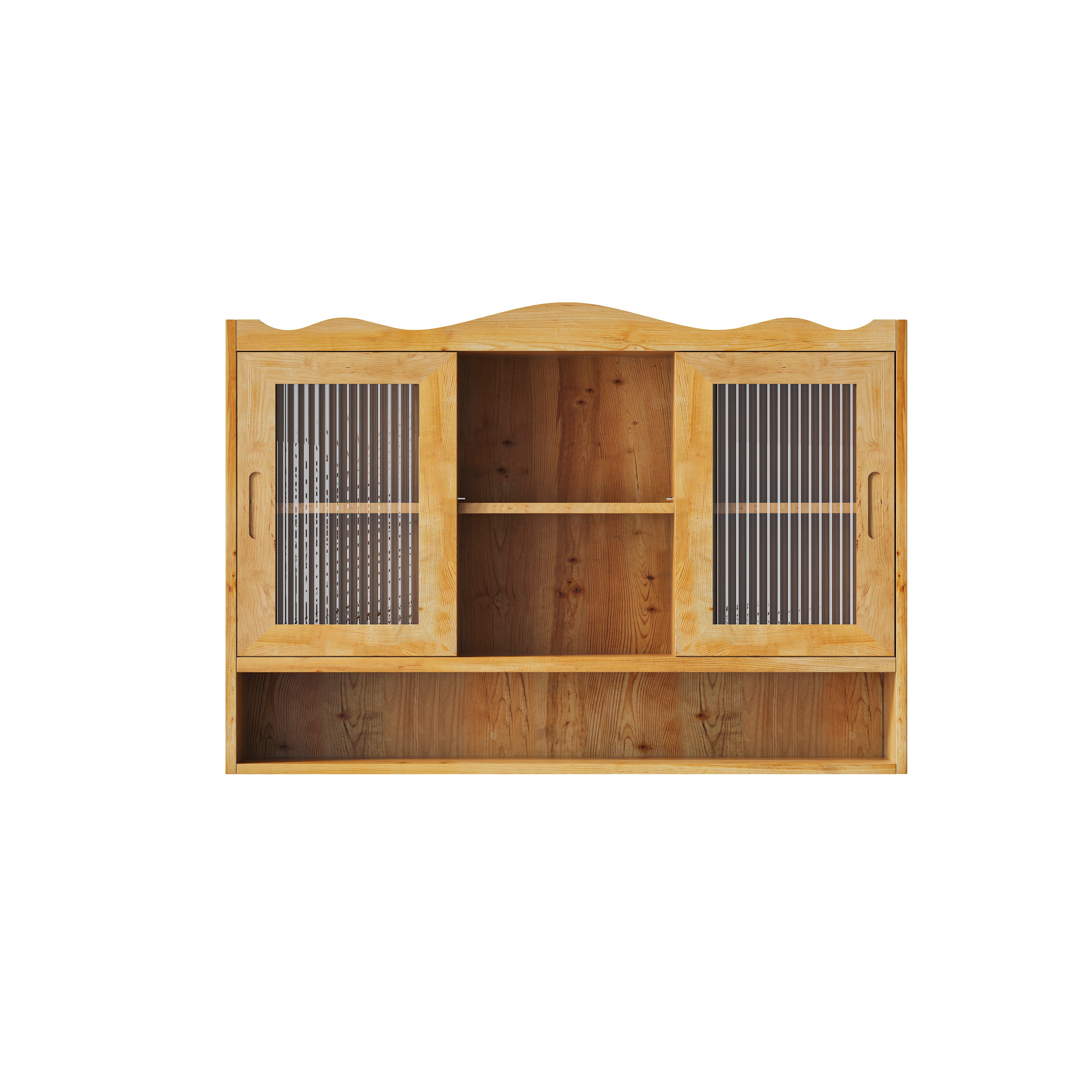 Celya Wandhängeschrank 90 cm Retro-Schiebetürenschrank, mit zwei Türen und drei Ablageflächen, Natürlich – Bild 5 von 5