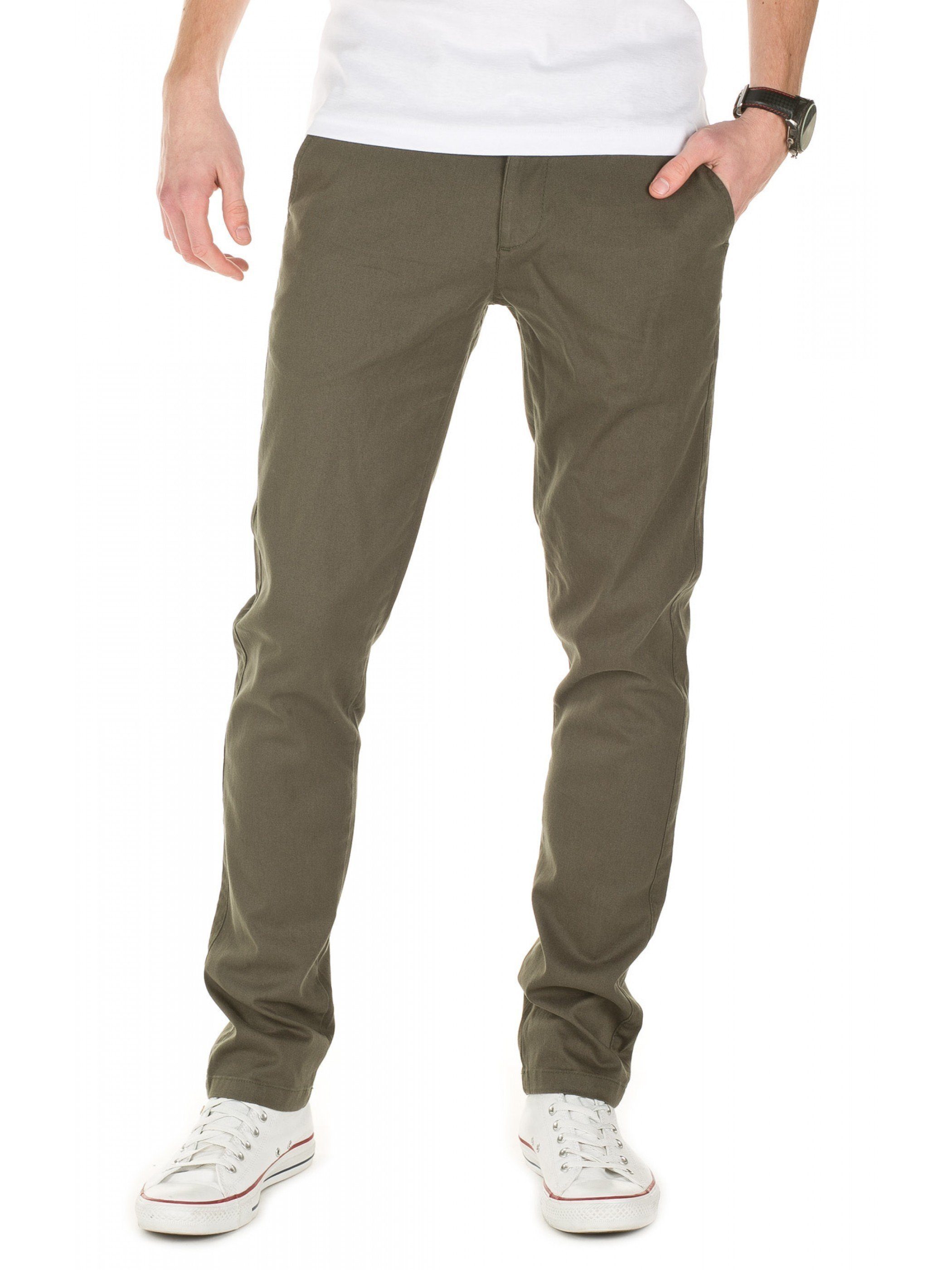 WOTEGA 5637) Adriano (olive Herren Chinohose Grün Slim night Pants Fit Chino Chinohose