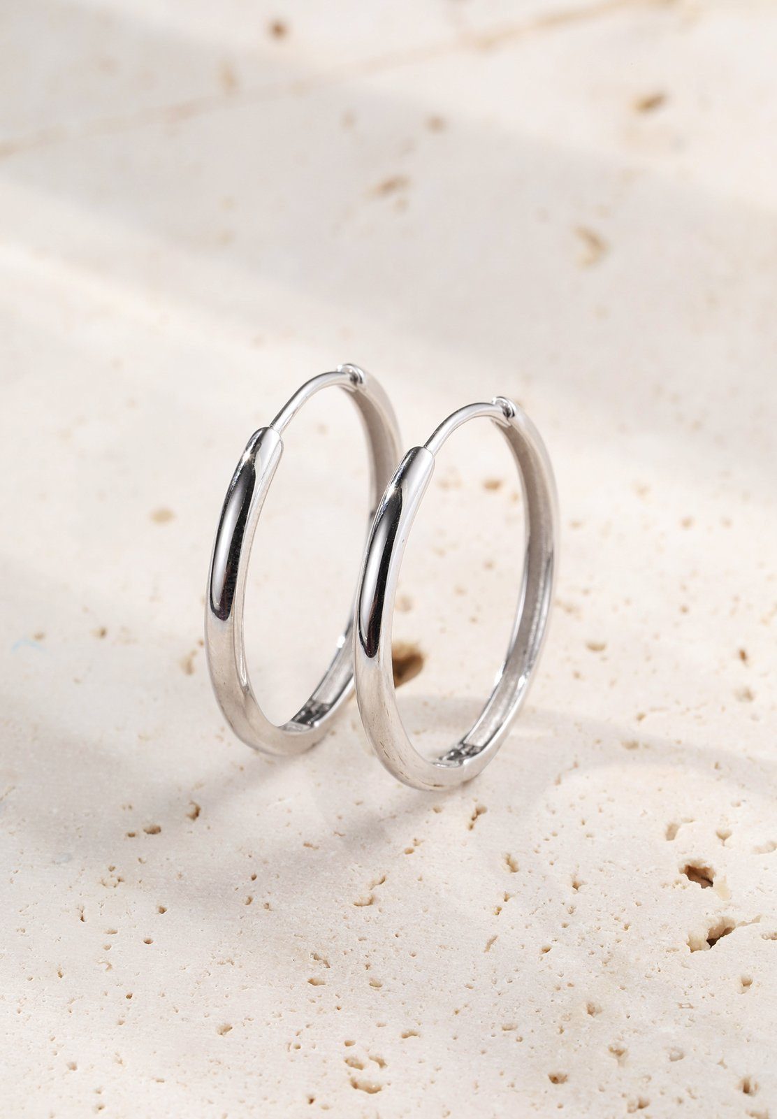 Hey Happiness Paar Creolen Chunky klassisch, stapelbar, 18K Vergoldete Basic 925 Silber Ohrringe für Männer