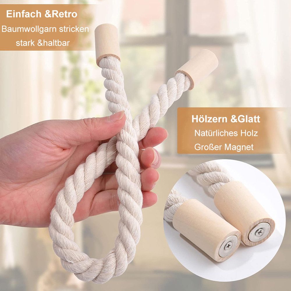 TUWENA Raffhalter 2 Stück Magnetische Vorhang Raffhalter aus Holz,Gardinen Raffhalter, Vorhanghalter für Zuhause und Büro, Fenstervorhänge – Bild 3 von 5