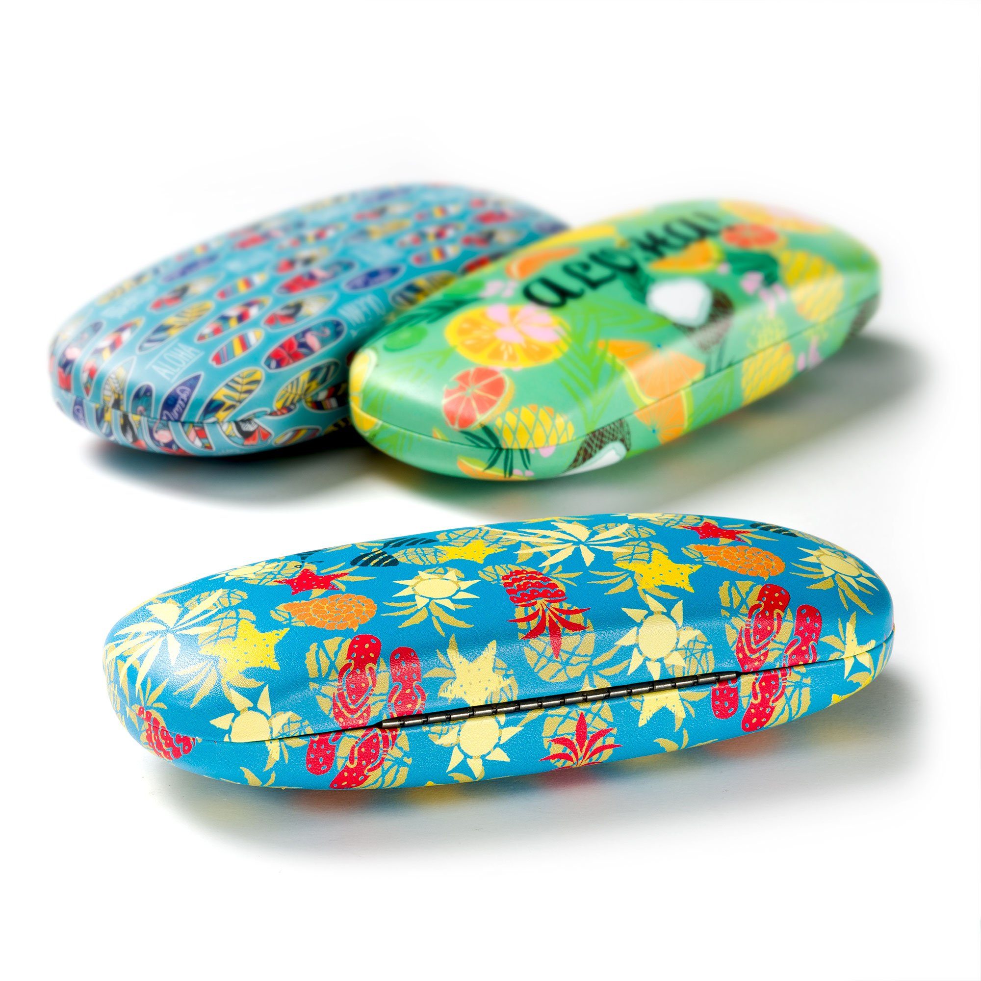 FEFI Brillenetui ALOHA - Stabiles Hardcase Etui, Set aus 1 Etui + hochwertigem Mikrofasertuch