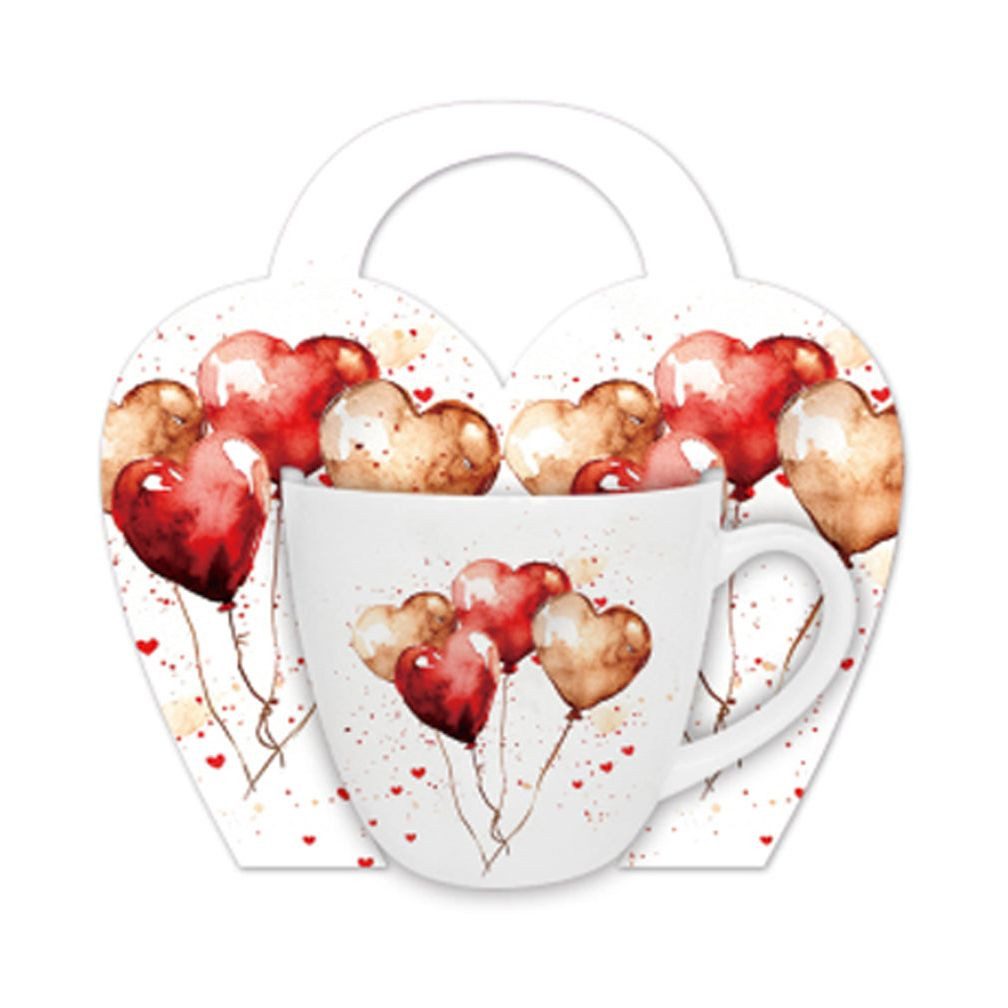 Duo-Gift Tasse Romantische Duo Tasse Ballons 460 ml mit Geschenkschlaufe, Romantische Duo Tasse Ballons 460 ml mit Geschenkschlaufe