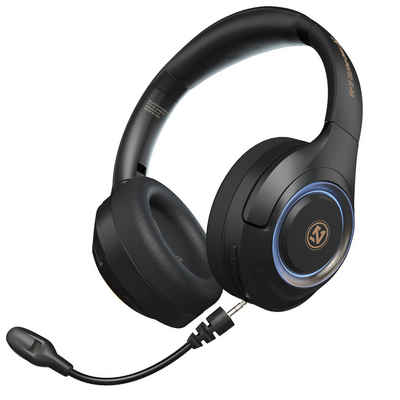 Sross Gaming Headset,Over Ear-Kopfhörer mit RGB Licht,Stereo Surround Gaming-Headset (Bluetooth Kabelloses Kopfhörer mit abnehmbarem Mikrofon, Noise-Cancelling,Hi-Fi Stereo,Faltbare, Bluetooth Wireless)