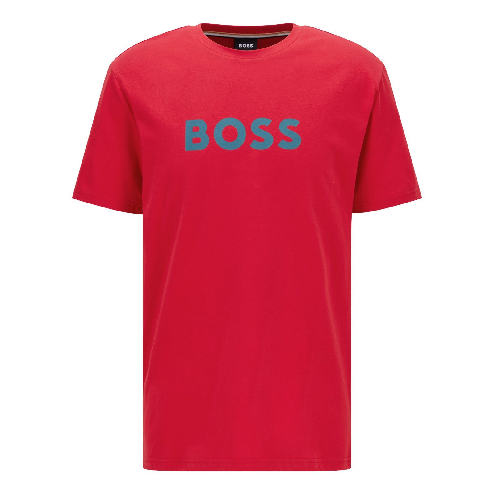 BOSS T-Shirt RN Sun Protection mit großem Markenprint auf der Brust 629 bright red