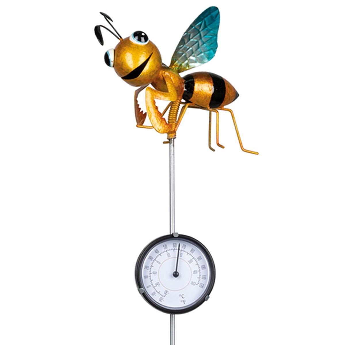 Marabellas Shop Gartenstecker Thermometer Mit mit Thermometer mit Metall-Erdspieß 80cm Figur ca. Gartendekoration