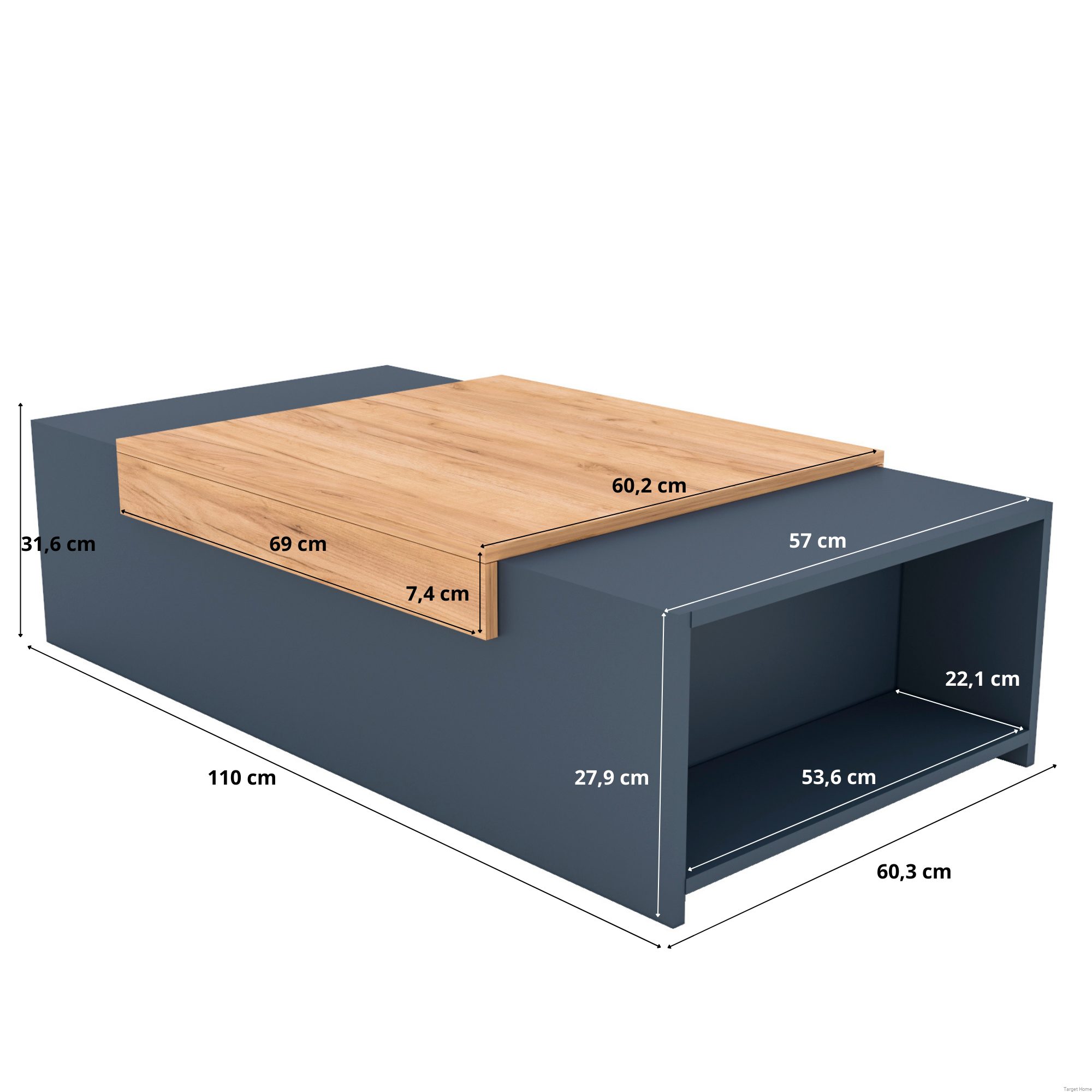 TARGET HOME Couchtisch Moderner Wohnzimmertisch 110x60cm günstig online kaufen