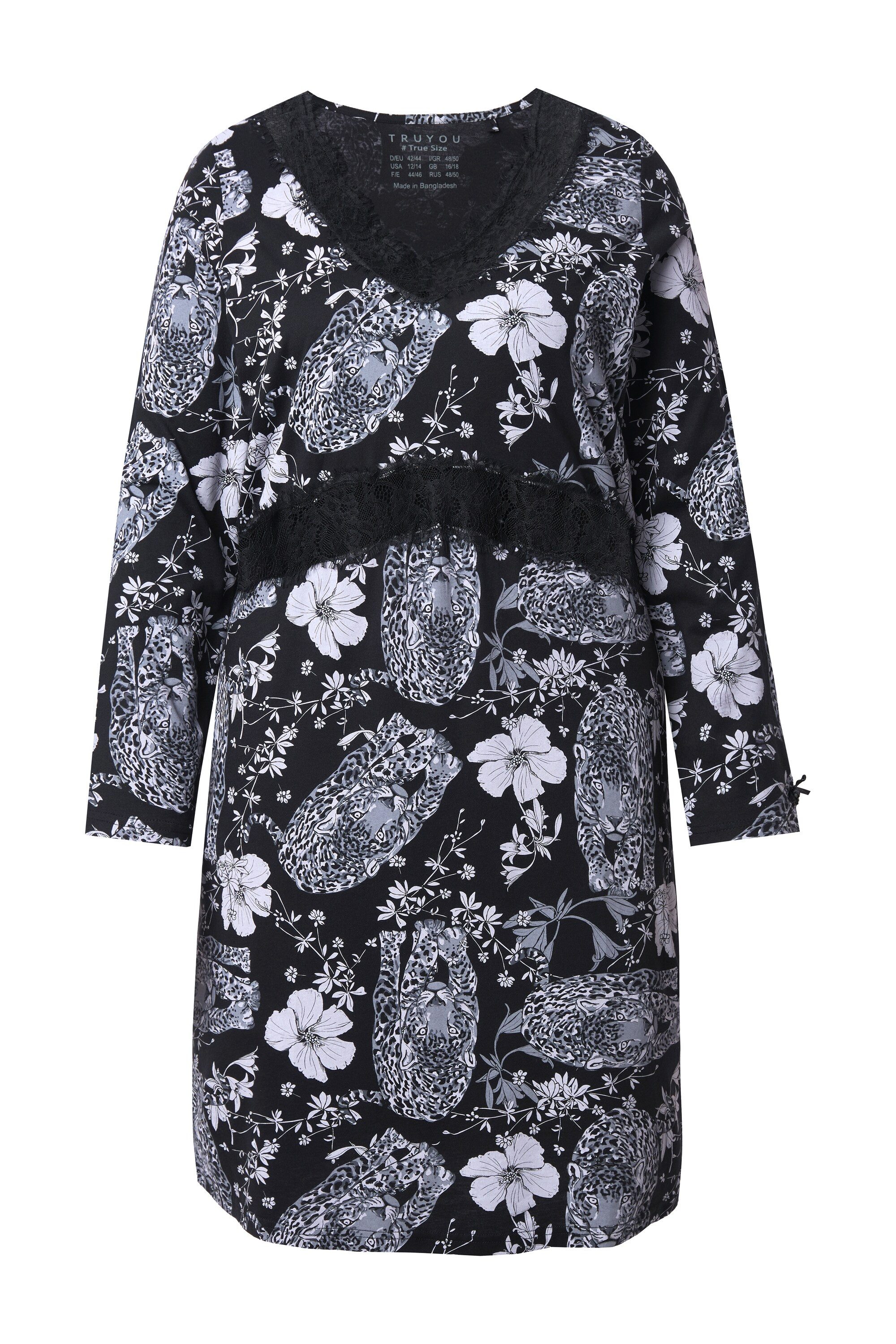 Ulla Popken Nachthemd TruYou Nachthemd Rosen Spitze günstig online kaufen