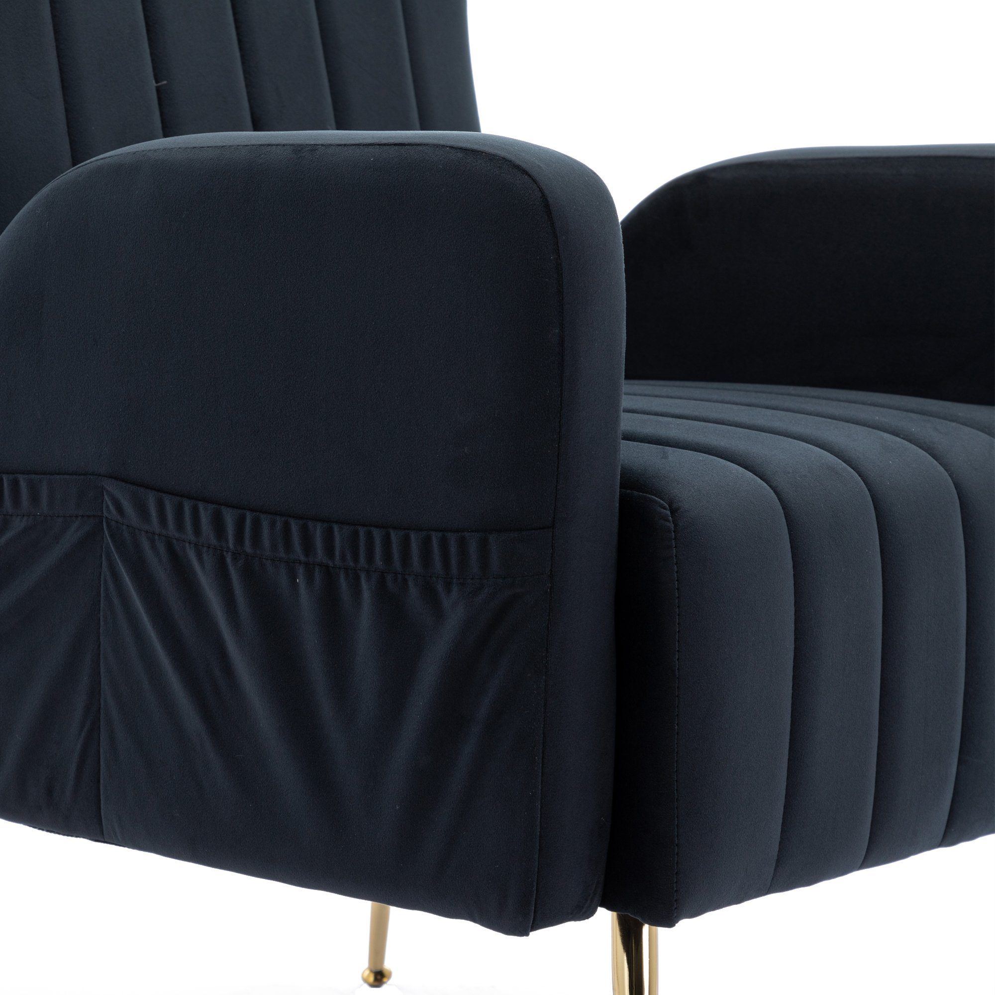 Stuhl Akzent Freizeit goldene Einzelsofa Loungesessel Füßen mehrfarbig gepolstert Odikalo Schwarz