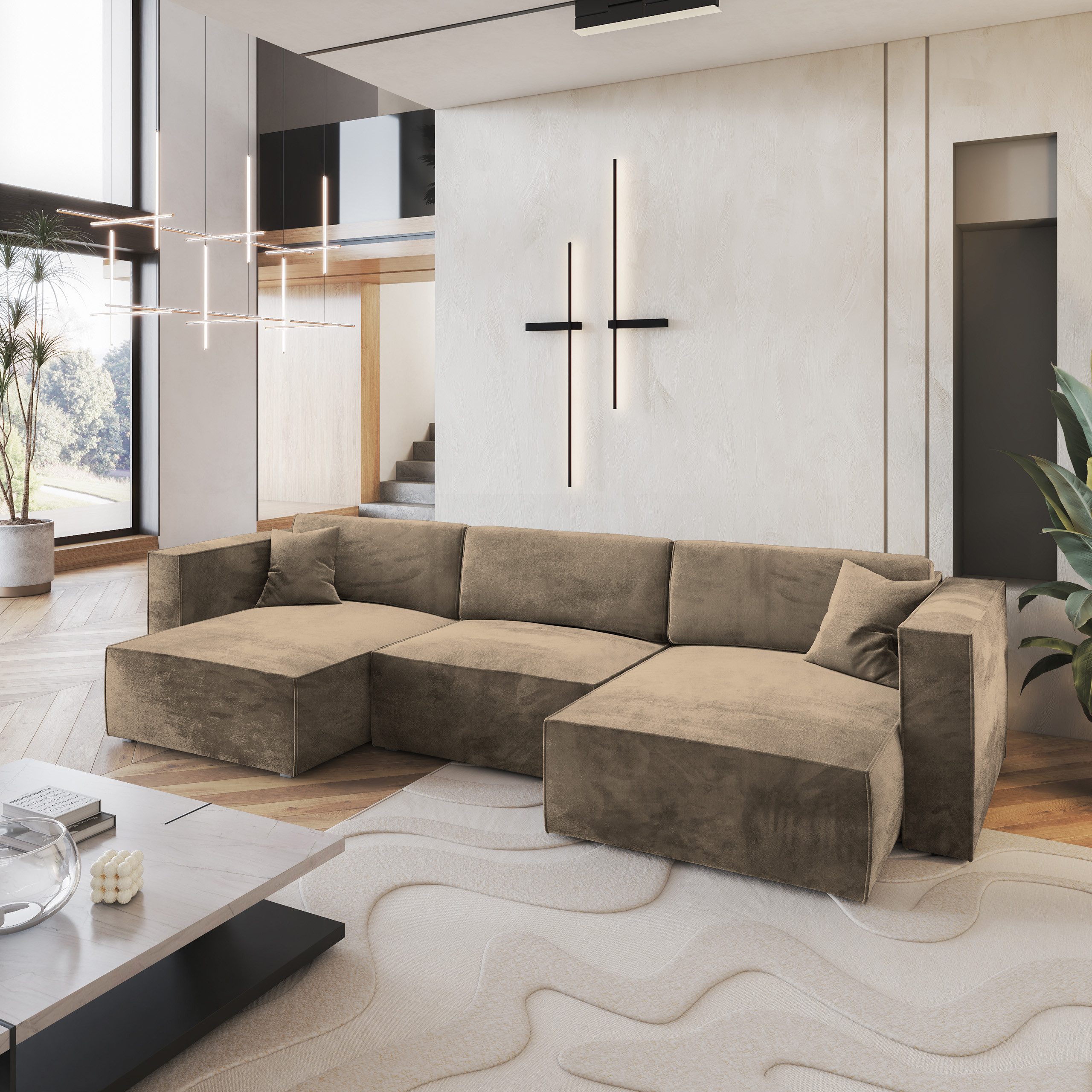 Masseno Ecksofa SARMO mit Schlaffunktion U-Form, günstig online kaufen