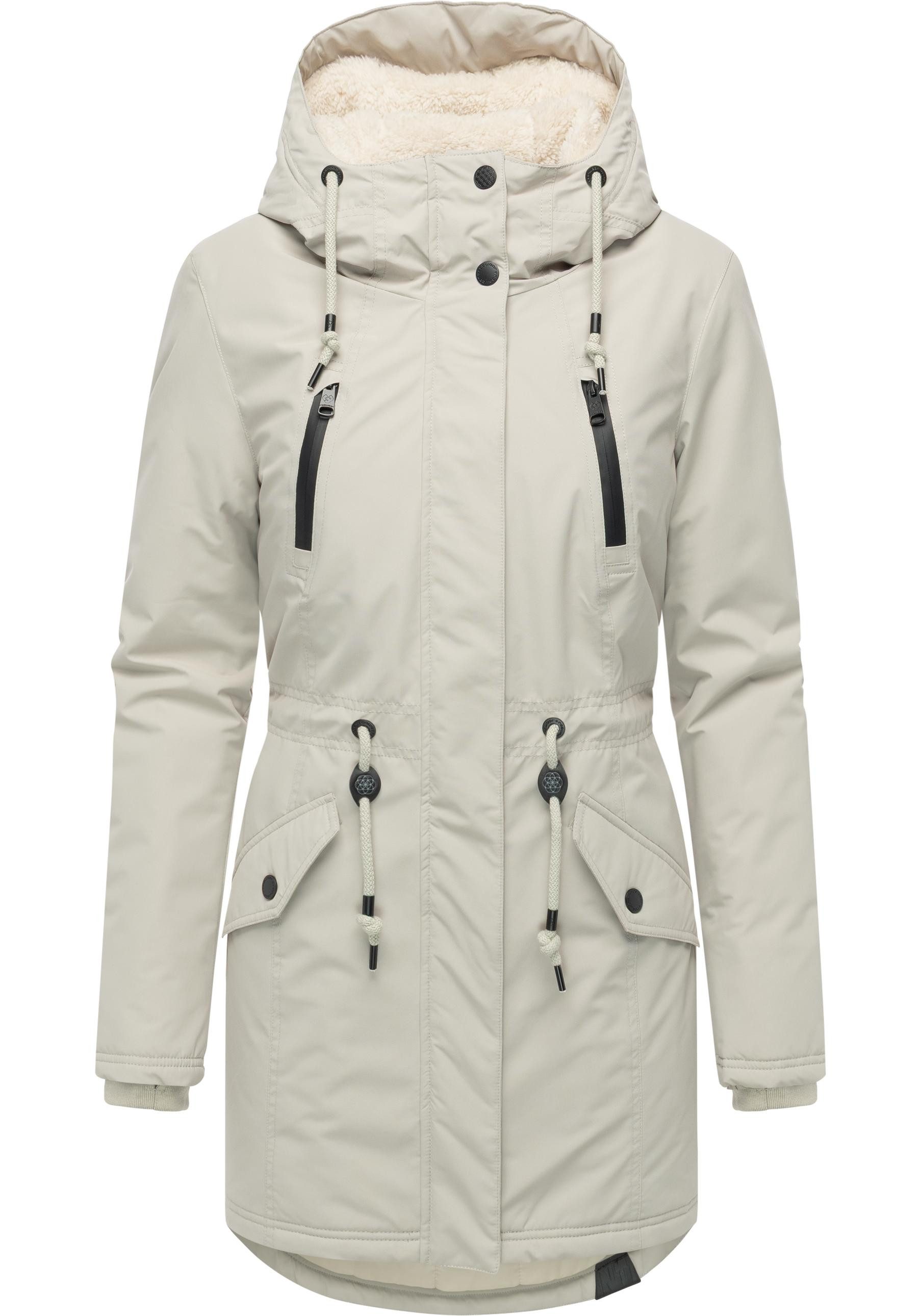 Ragwear Wintermantel Elsien wasserdichter Winterparka mit Teddyfell-Futter