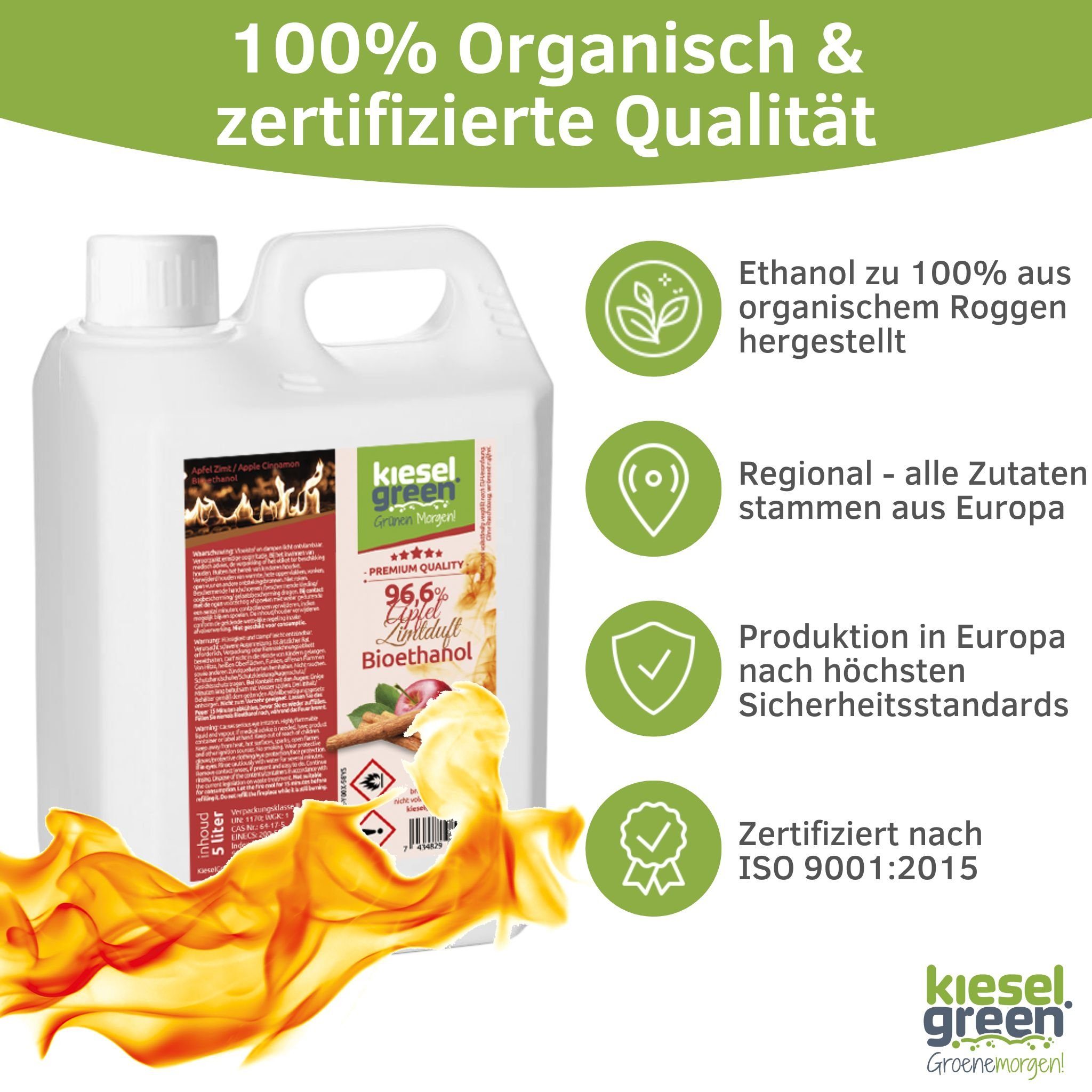 KieselGreen Bioethanol KieselGreen Bioethanol 5/10/25/50 Liter mit Duft für Ethanol-Kamin, 5 l – Bild 3 von 5
