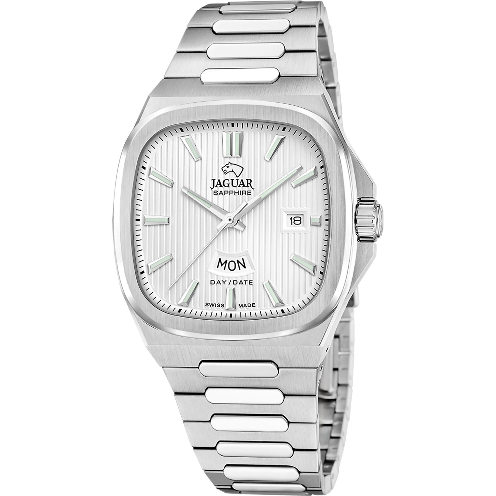 Jaguar Quarzuhr Rondcarre J1049/1, Armbanduhr, Herrenuhr, Swiss Made, Edelstahlarmband, analog, Tag