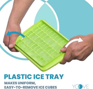 YOOVE Eiswürfelform Eiswürfelform mit Deckel und Behälter für Gefrierschrank + Zange