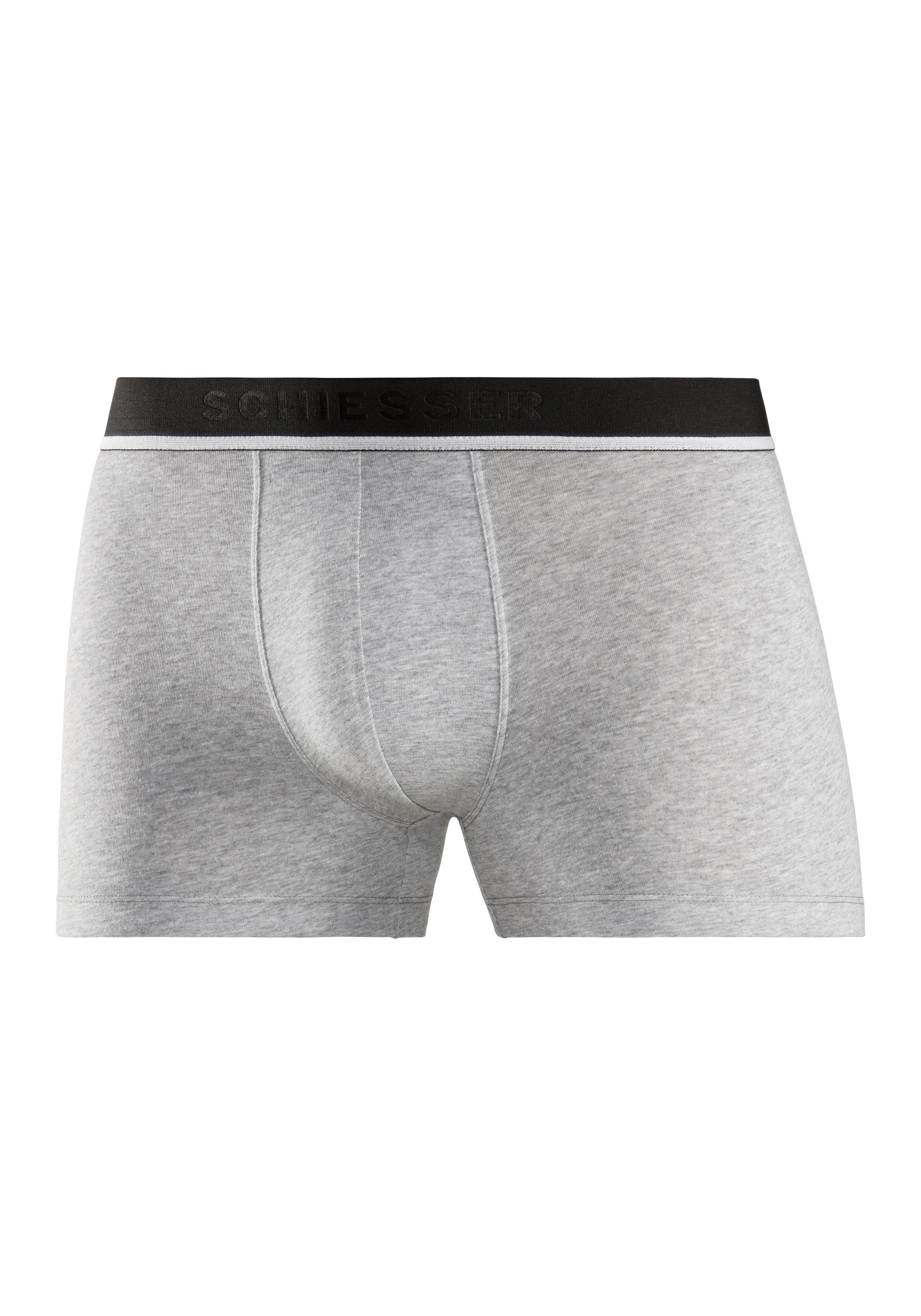 / schwarz Webgummibund grau Boxer / Schiesser melange mit (3er-Pack) schwarz