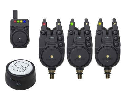 Prologic elektronischer Bissanzeiger C-Series Alarm PRO 2+1+1 3+1+1 Red Green Yellow Funk Bissanzeiger Set, (Spar-Set), Set enthält Bissanzeiger, Empfänger, kabellose Bivvyleuchte und Koffer