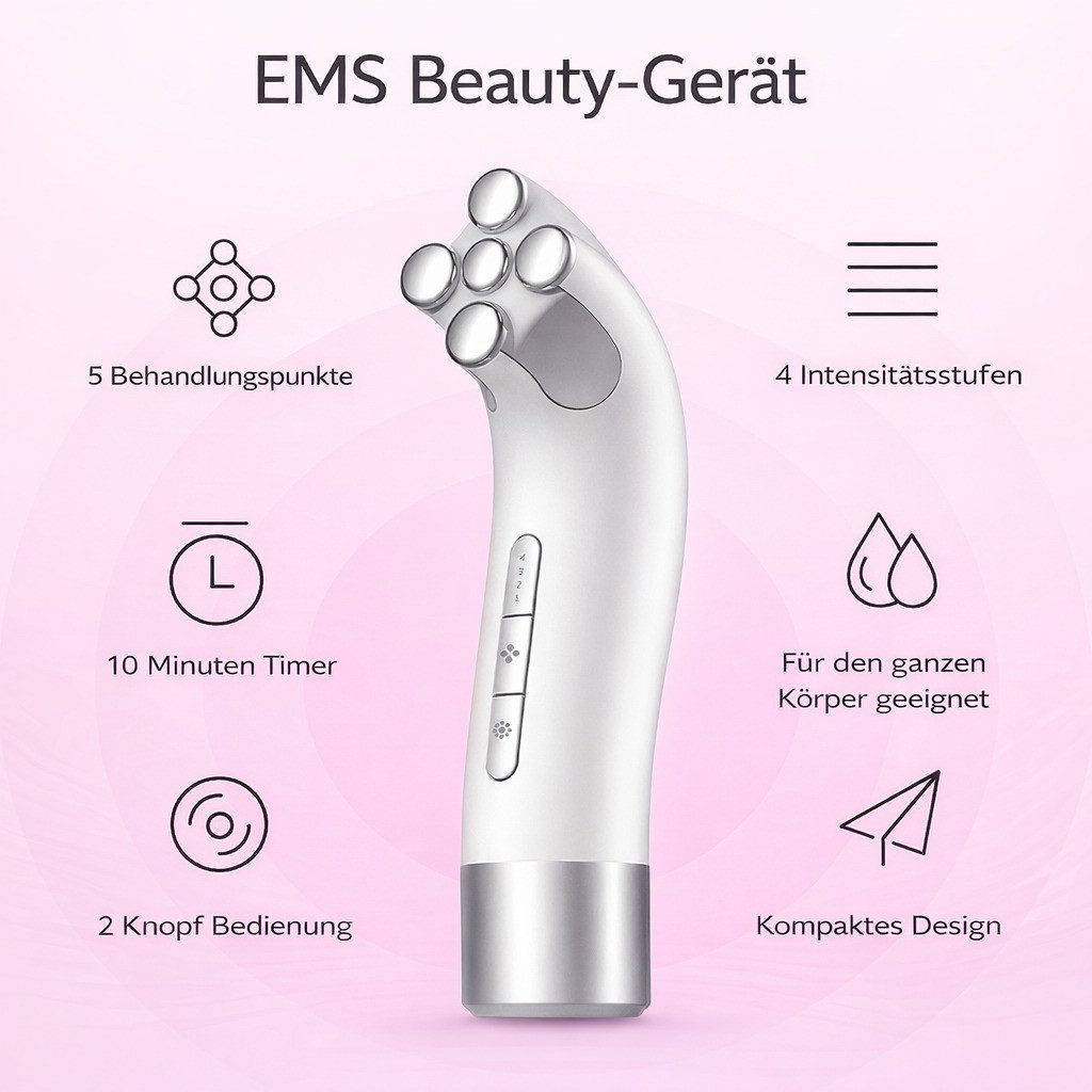 COOL-i ® Gesichtsmassagegerät Multifunktionales RF-EMS-LED Beautygerät,Gesichts- & Halsmassage, Wärmepflege, Lichtpflege, kabellos & wiederaufladbar