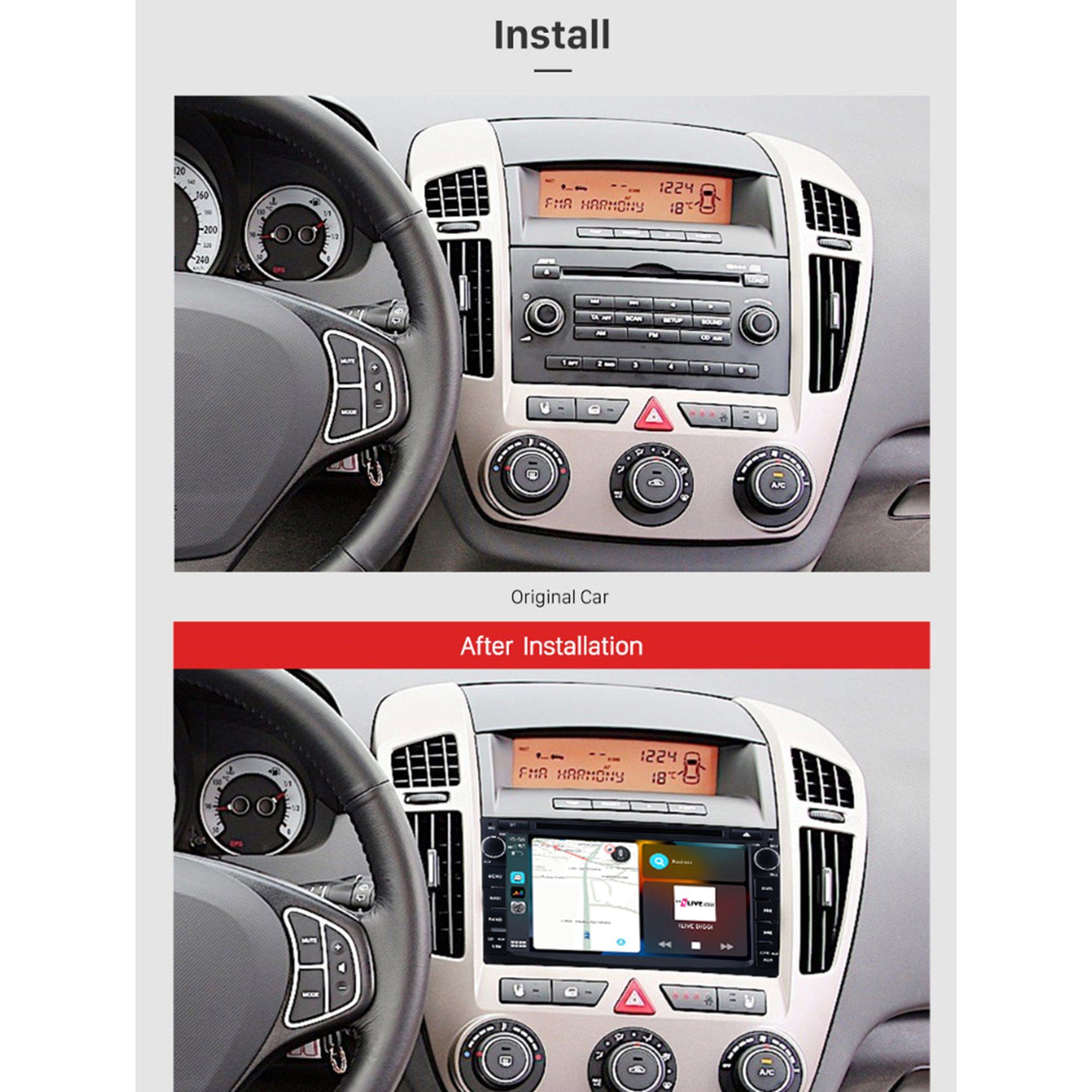 Kia Cee'd Einbau-Navigationsgerät GPS Radio Für Android 7" AndroidAuto TAFFIO CarPlay Touch Venga DVD