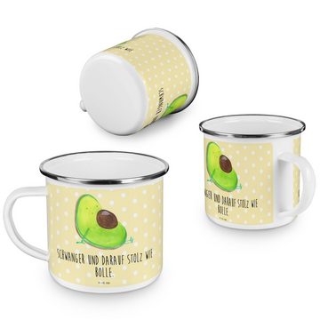 Mr. & Mrs. Panda Becher Avocado Schwangerschaft - Gelb Pastell - Geschenk, erstes Kind, Liebe, Emaille, Ästhetisch & langlebig