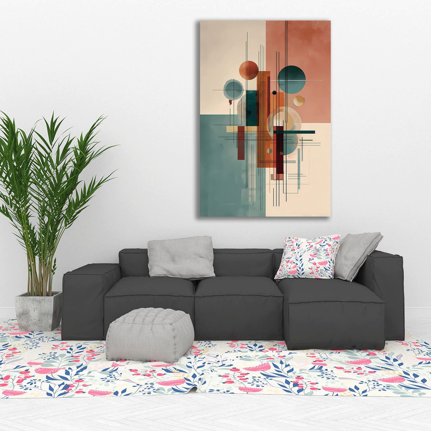 Artedinoi Leinwandbild Geometrische Formen abstrakt Wandbild Leinwandbild Kunstdruck XL Wandd, Geometrische Formen, abstrakt