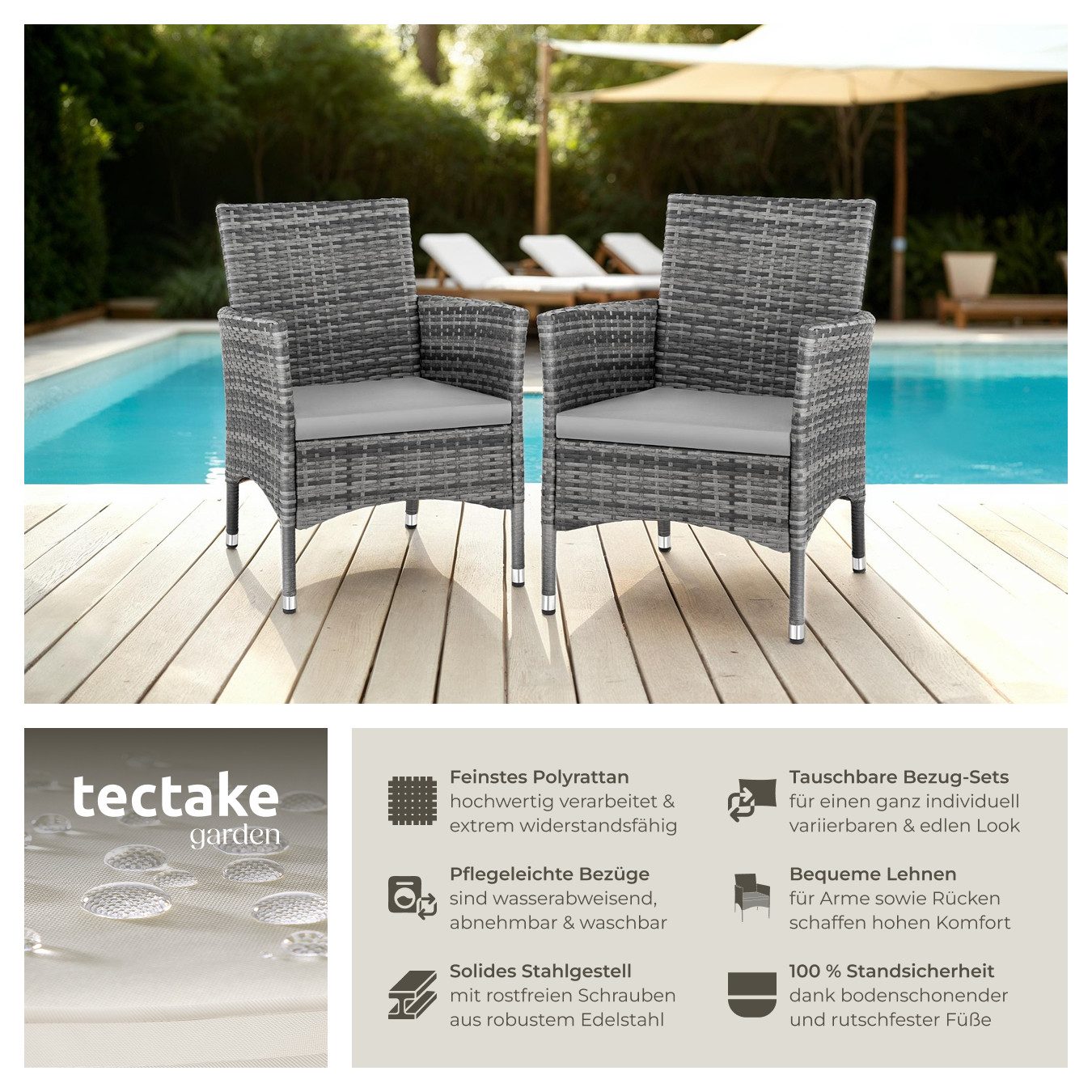 tectake Rattanstuhl 2er Set Rattanstuhl (Set, günstig online kaufen