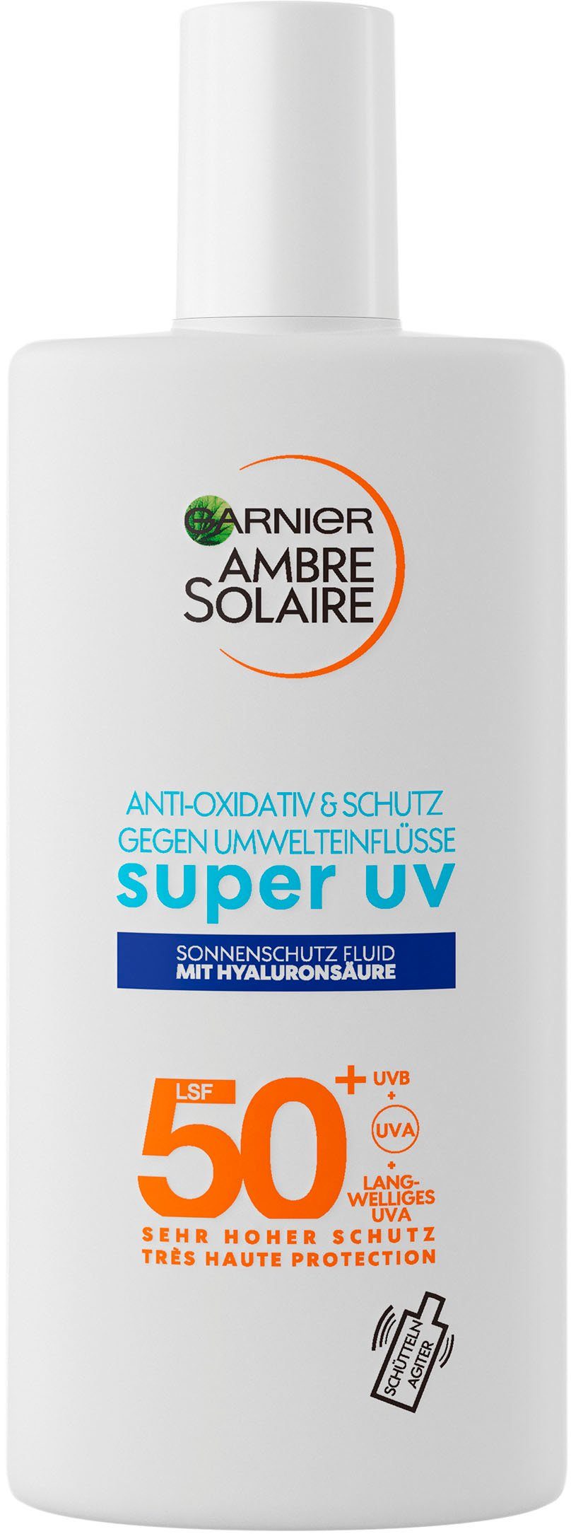 Ambre Sensitive GARNIER Solaire expert+, Hyaluronsäure mit LSF Sonnenschutzfluid 50