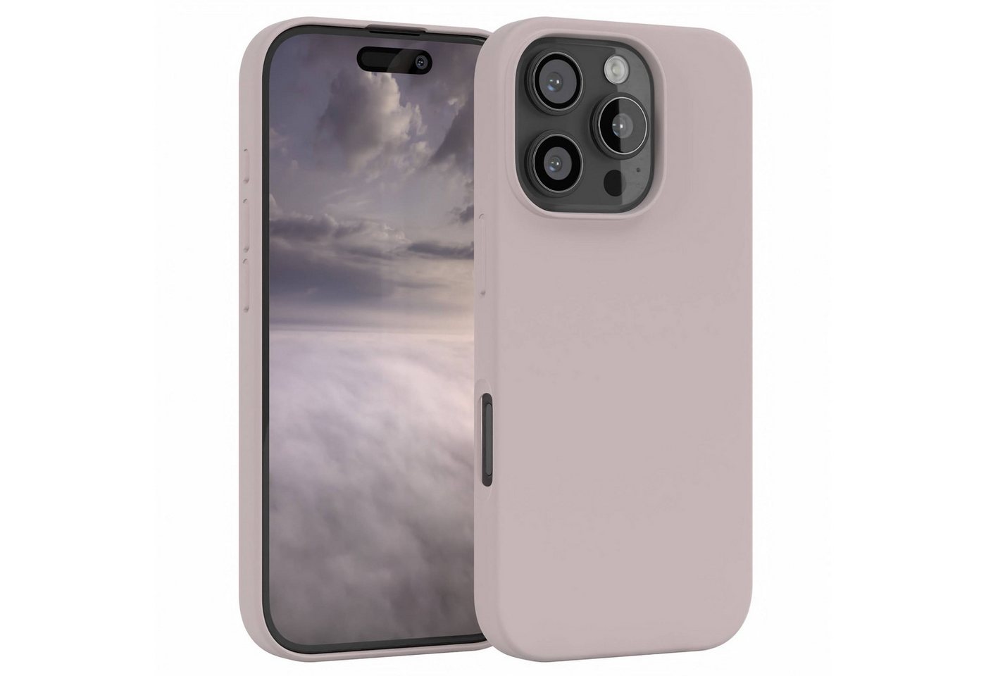 EAZY CASE Handyhülle Premium Silikon Case für Apple iPhone 16 Pro 6,3 Zoll, Silikon Schutzhülle mit Kameraschutz kratzfest Cover Rosabraun