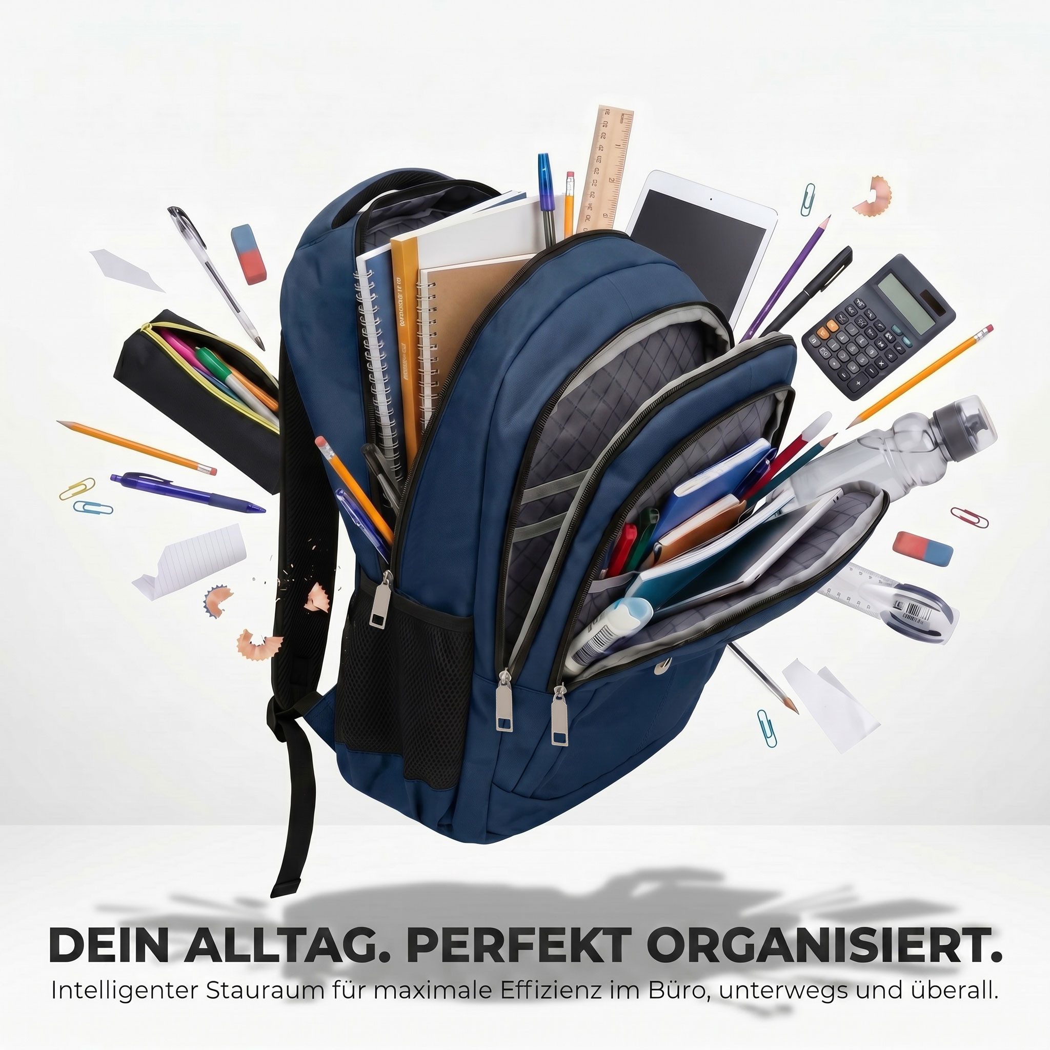 HELLSER Laptoprucksack Laptoprucksack & Schulrucksack FOCUS – Backpack mit Laptopfach 17 Zoll, Unisex, inkl. Koffergurt, perfekt als Handgepäck, ergonomisch