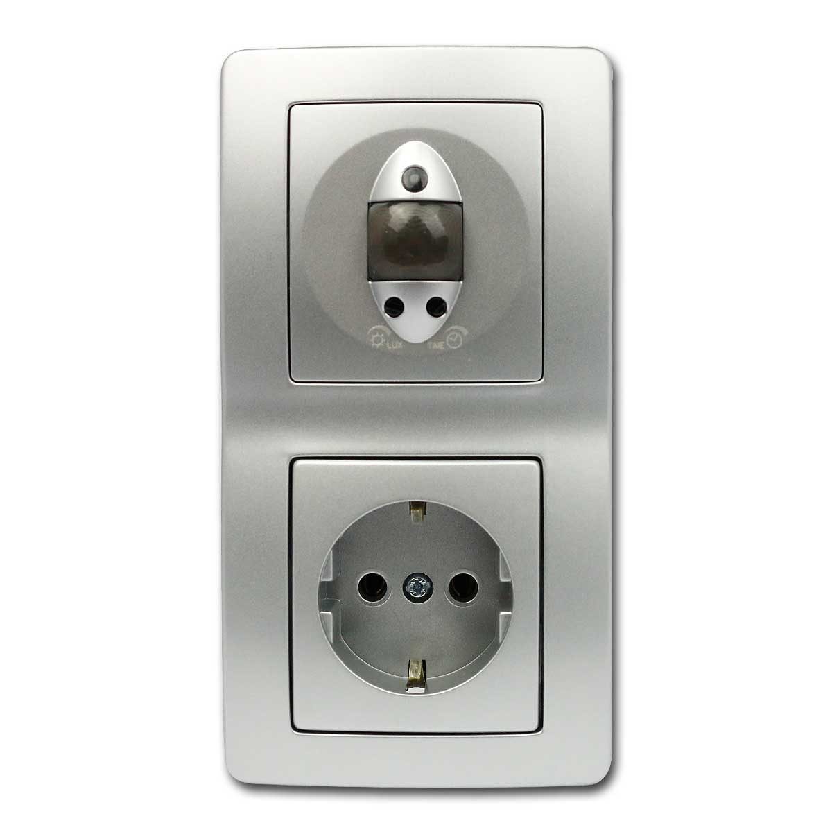 TEM Bewegungsmelder EKONOMIK Bewegungsmelder & Steckdose silber