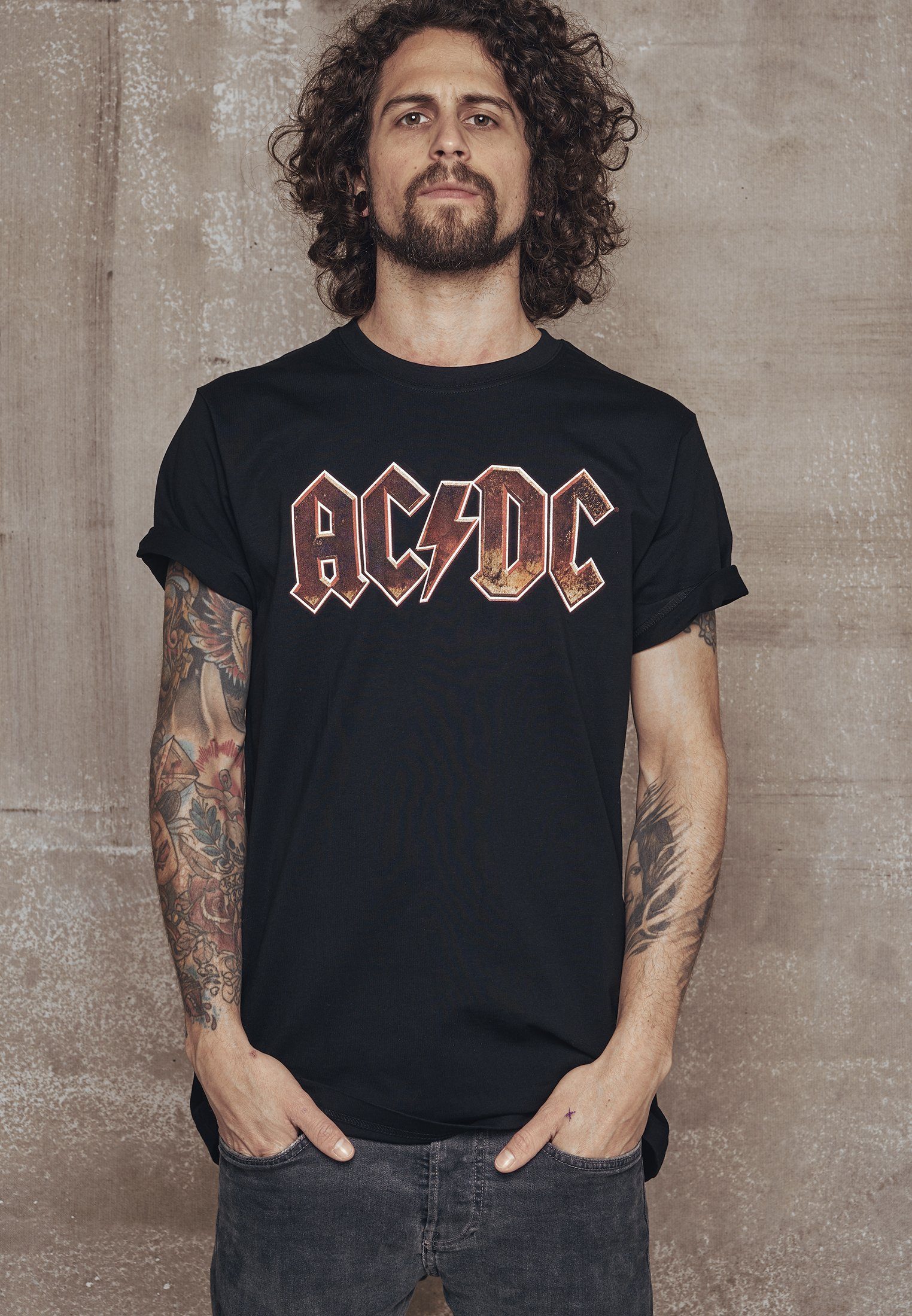 Merchcode T-Shirt Tee Herren Voltage AC/DC (1-tlg) black AC/DC MT451 Voltage