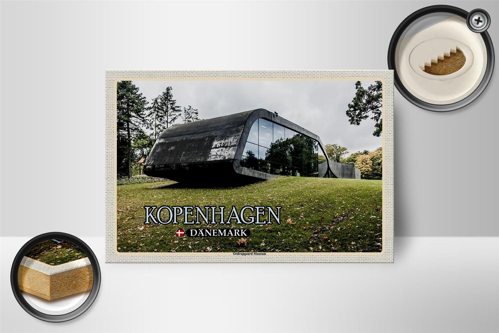 Femer GmbH Holzbild Reise 18x12 cm Kopenhagen Dänemark Ordrupgaard, (1 St), Glatte Holzfaserplatte (MDF), vorn beschichtet