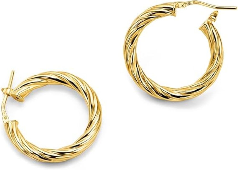 Miore Paar Creolen MAR009SE - 925 Sterling Silber 18Kt vergoldet 20mm Durchmesser, Creolenohrringe handgefertigt in Italien