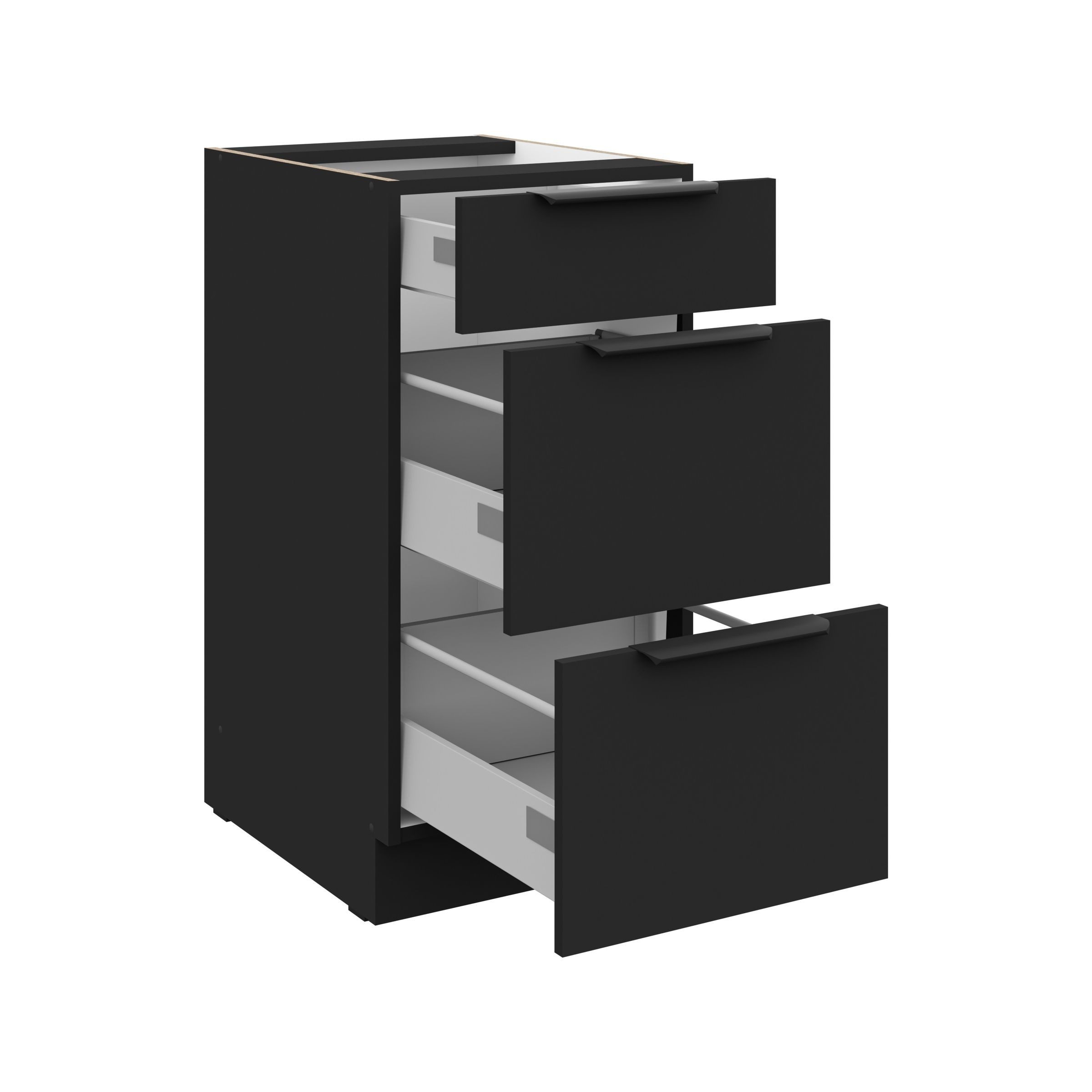 Küchen-Preisbombe Auszugsunterschrank 40 cm Küche SIENA Schwarz Vollauszug günstig online kaufen