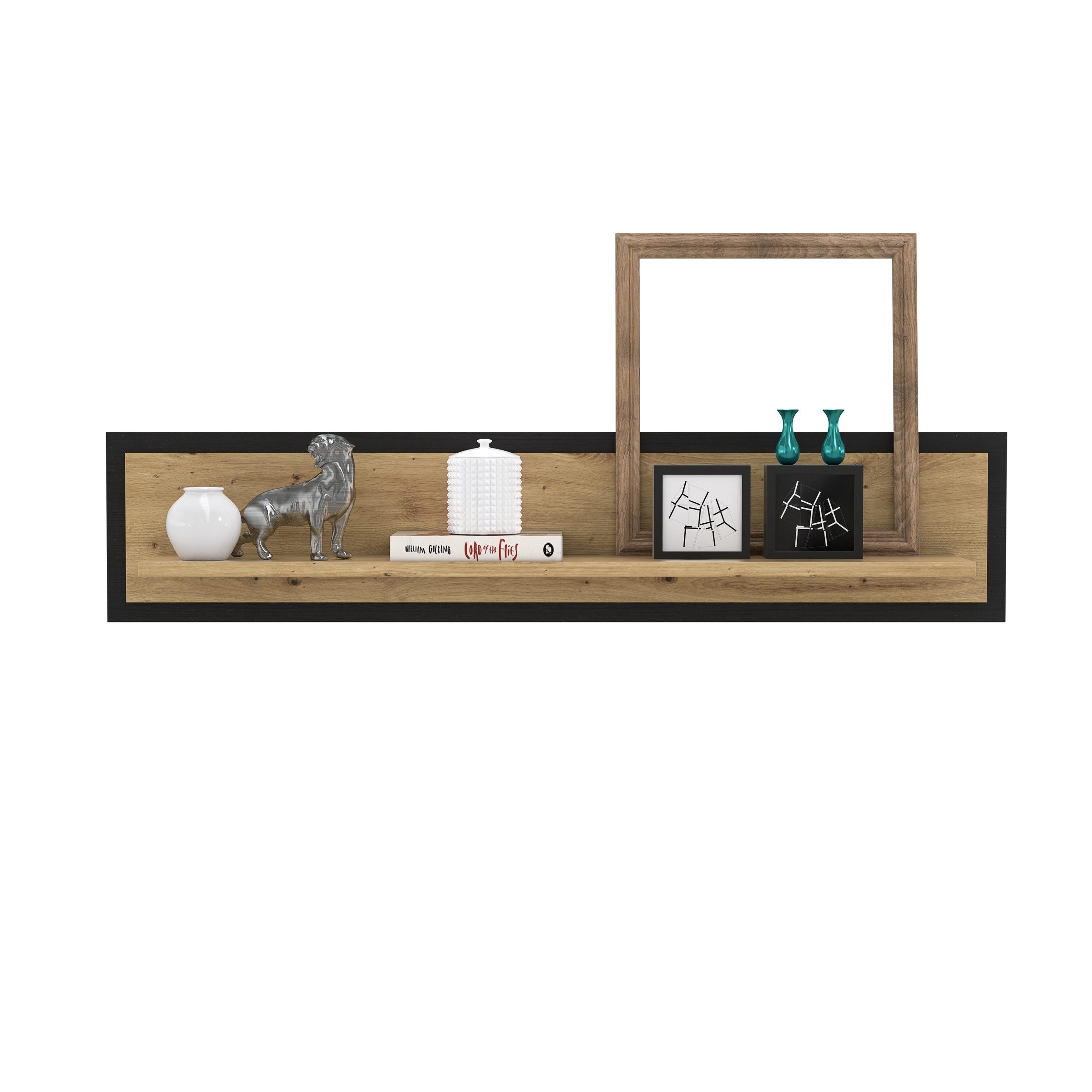 freiraum Wandregal TRONDHEIM, in Artisan Eiche / Schwarz Eiche - 140x29,6x23,4 (BxHxT)