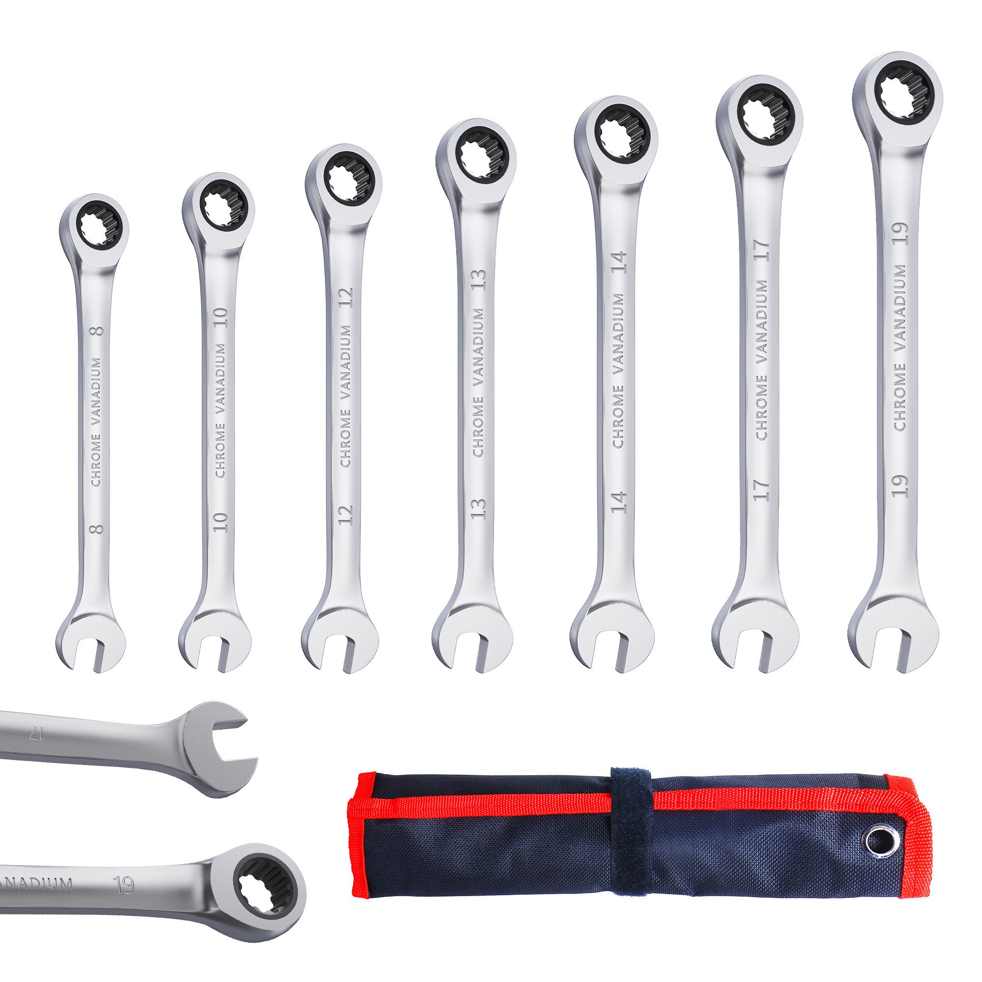 CCLIFE Gabel- und Ringschlüssel CCLIFE Ratschenschluessel Satz Ringratschenschluessel Werkzeug Set (7 St)