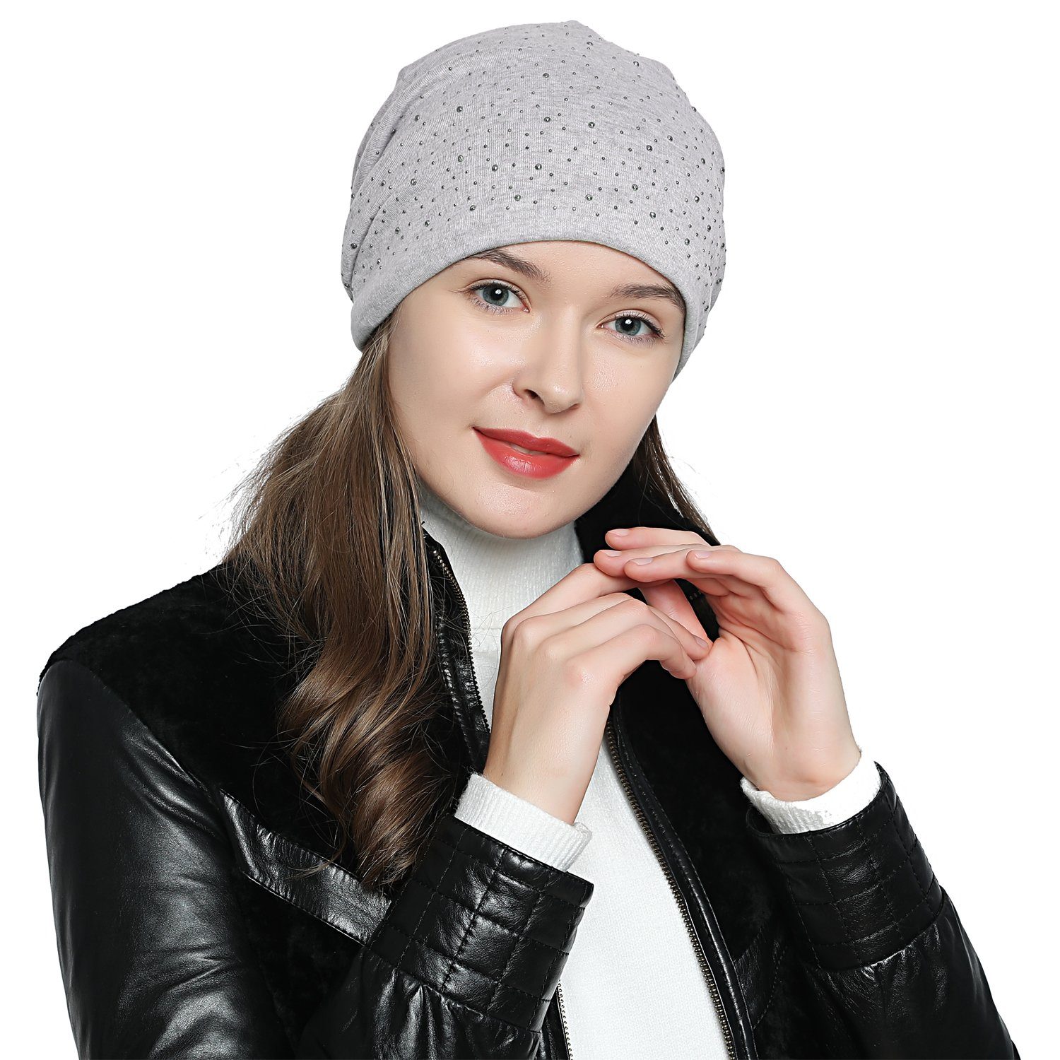 DonDon Beanie Damen Slouch Nieten (Packung, günstig online kaufen