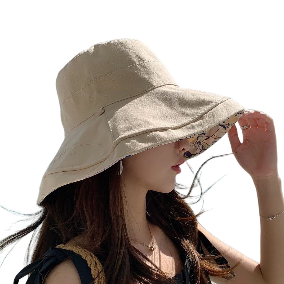 Sonnenhut Wendbarer Damen Strandhut, Outdoor Sonnenschutzmütze für den Sommer