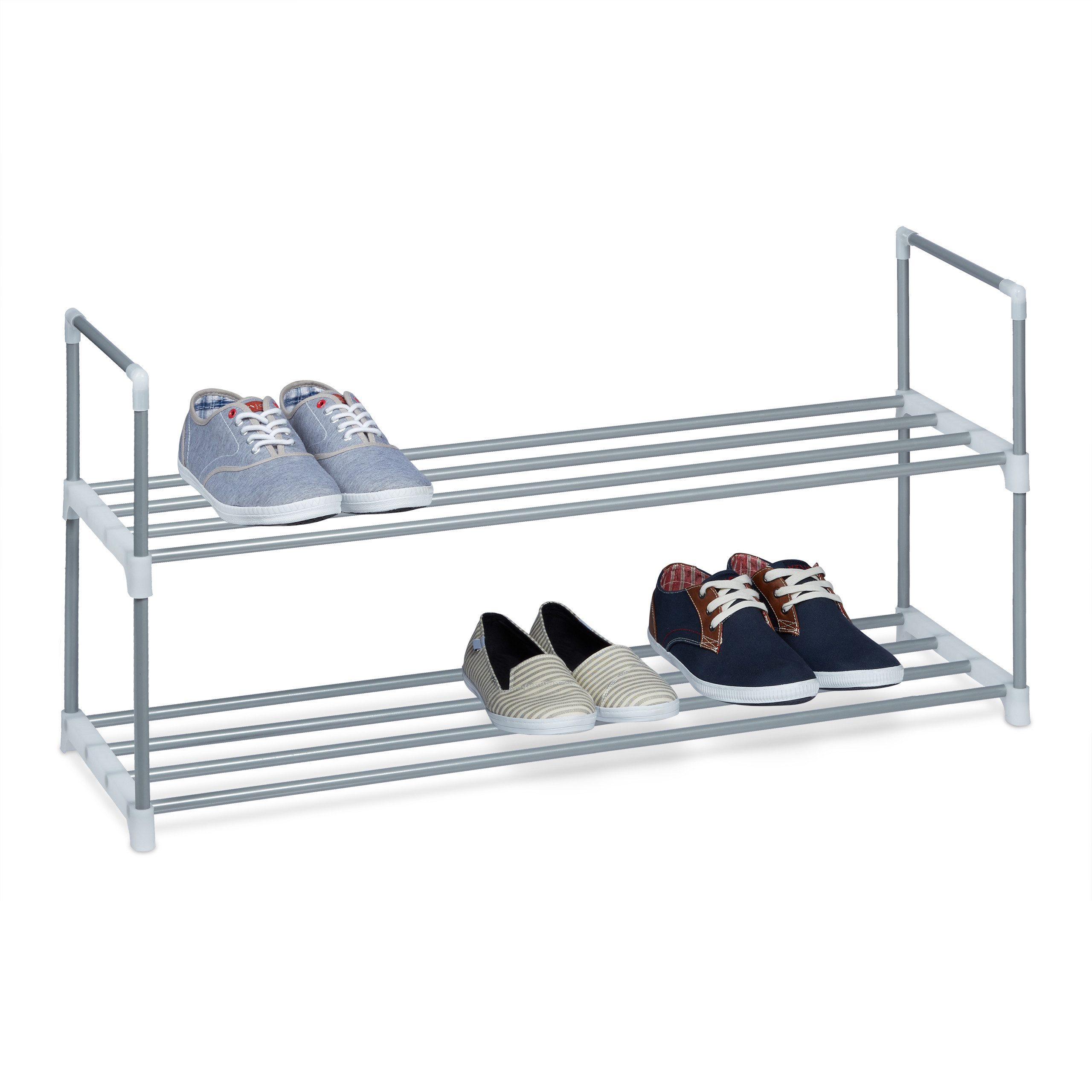 relaxdays Schuhregal Metall silb, 2 günstig online kaufen