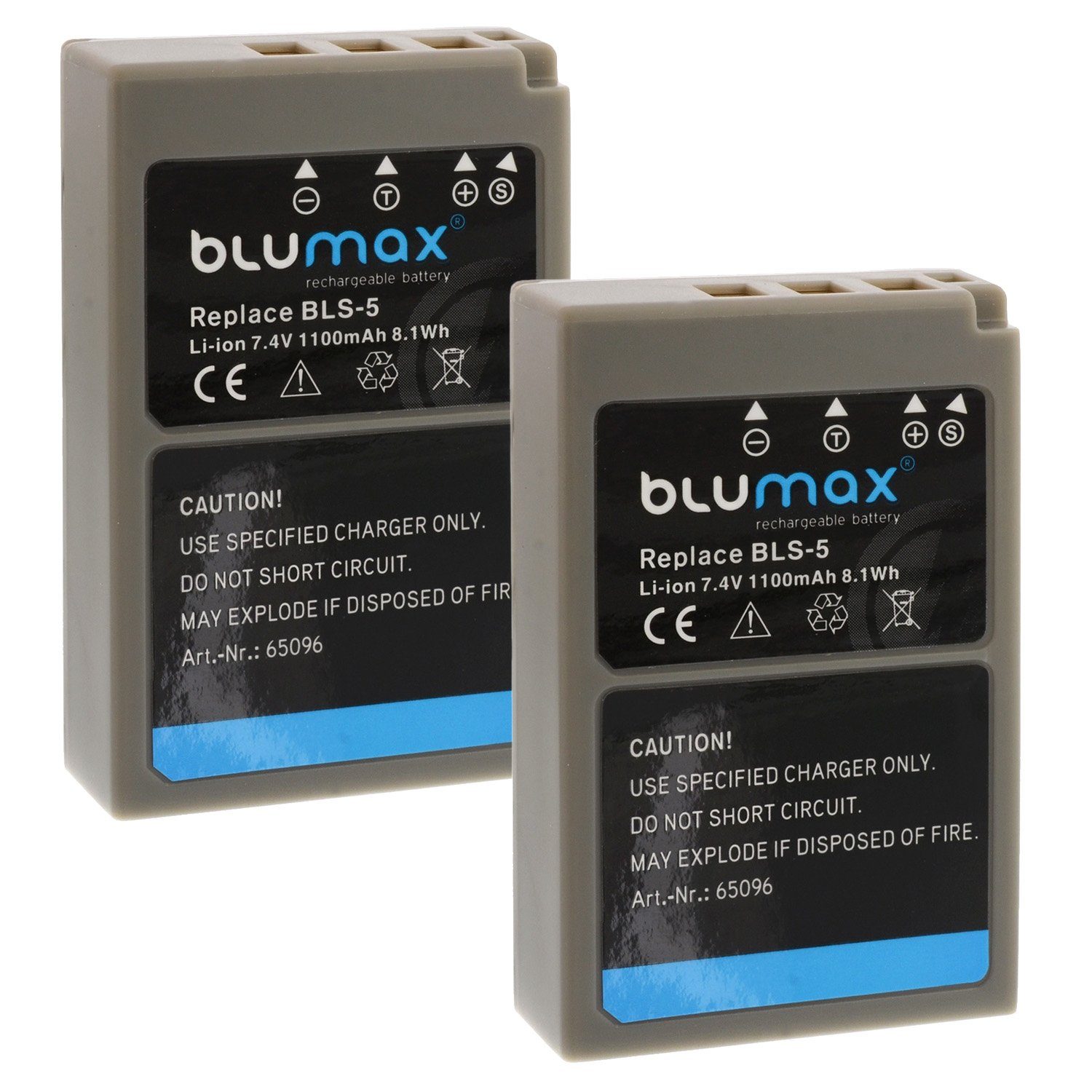 2x Mark Kamera-Akku OM-D BLS-50 1100mAh III Blumax E-M10 BLS-5