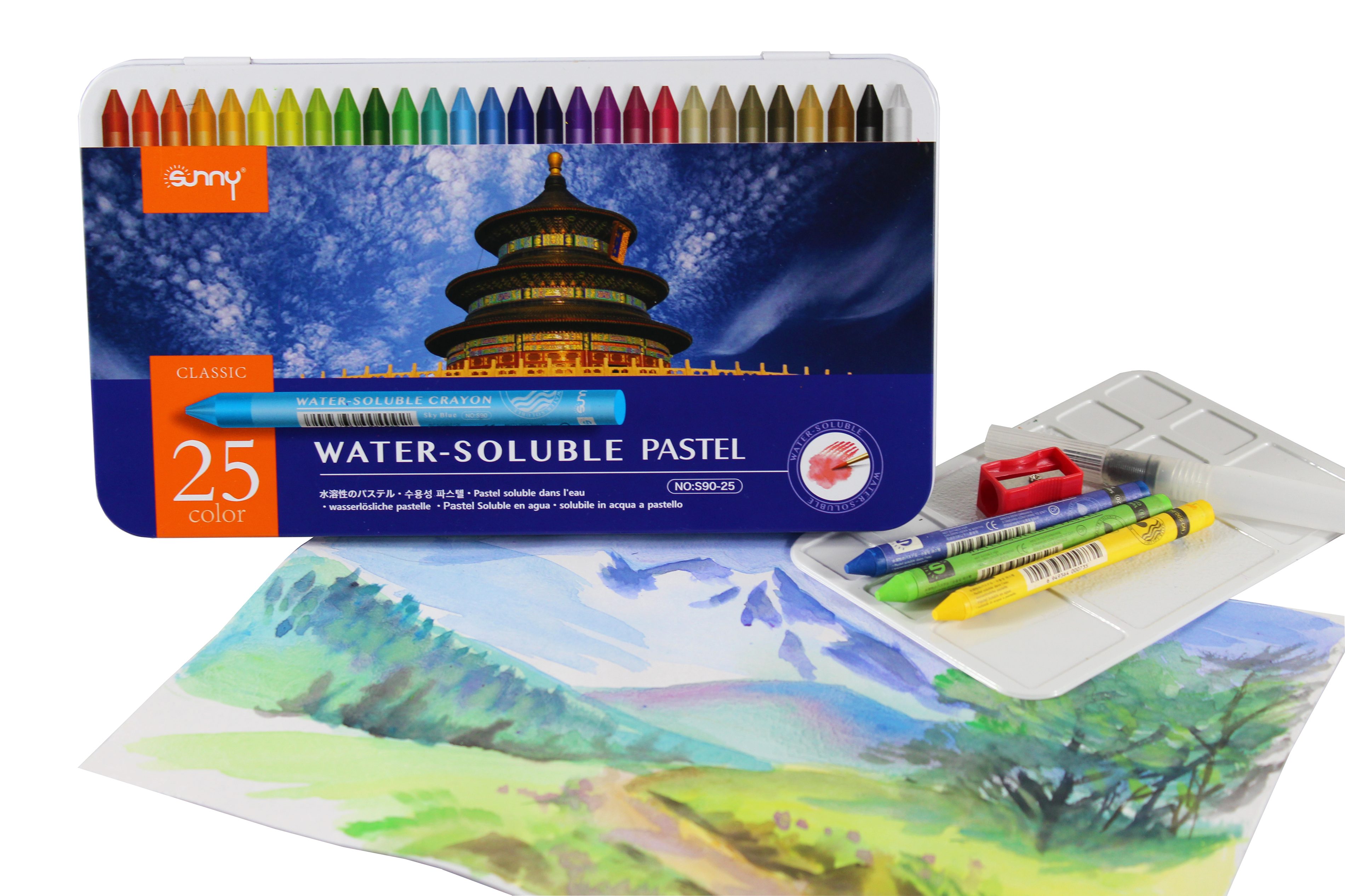 ´SUNNÝ Pastellkreide Aquarelle Pastellkreide 12/25 Stk. mit Wassertankpinsel, wasserlöslich, Brillante Farben & Zubehör für ausdrucksstarke Aquarellkunst – Bild 5 von 5